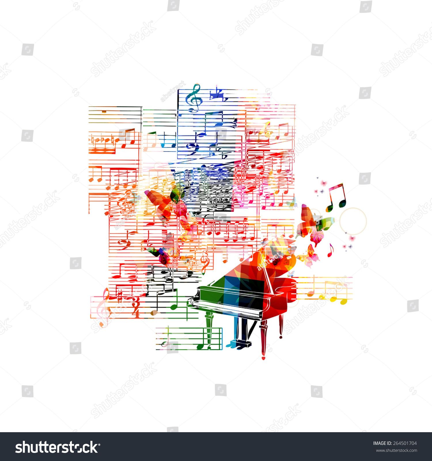 Colorful Piano Background Stock Vector (Royalty Free) 264501704 ...