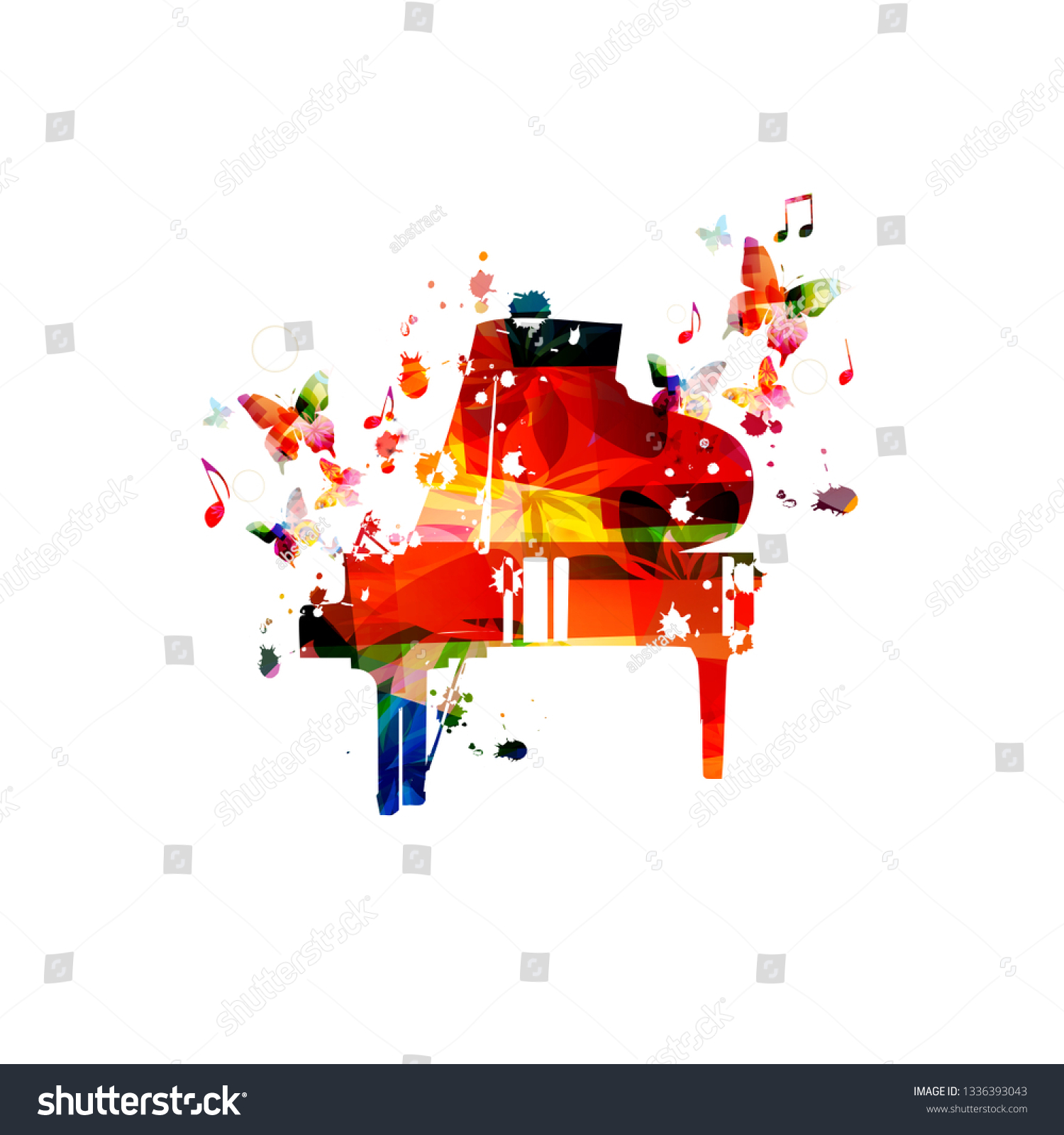 Colorful Piano Music Notes Isolated Vector Stock Vector (Royalty Free ...