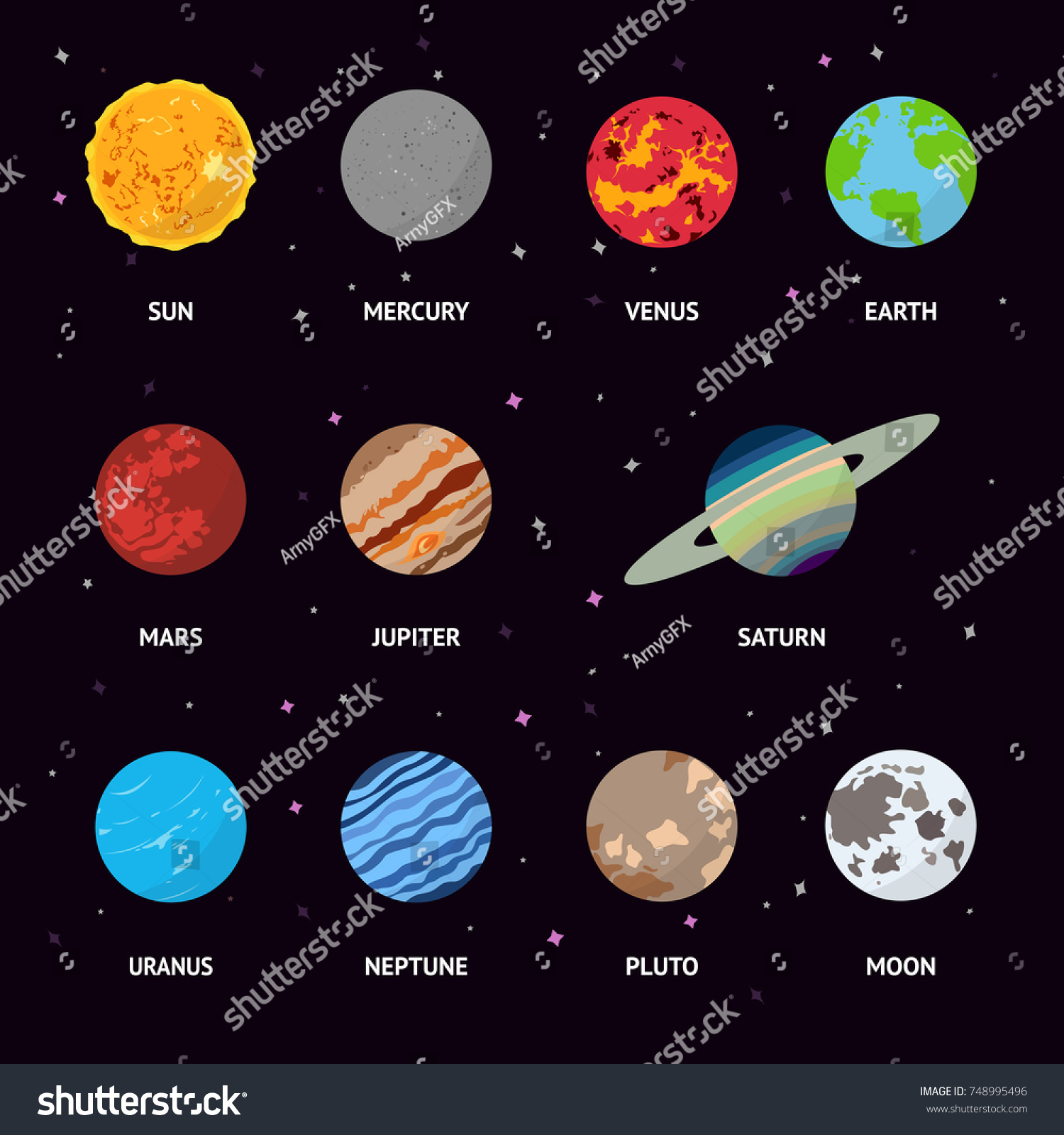 Colorful Planets Solar System On Star Stock Vector (Royalty Free ...