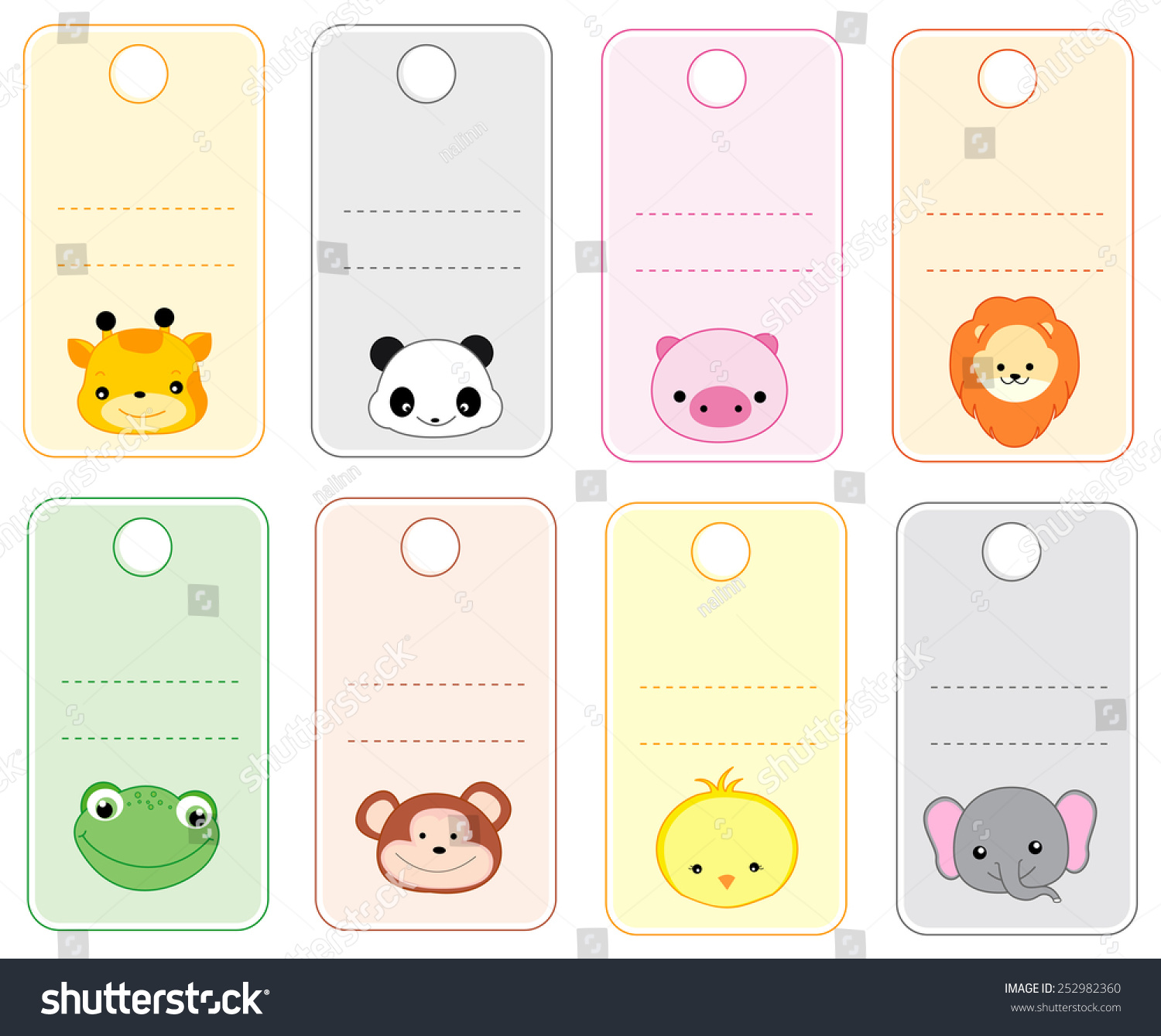 colorful printable gift tags name tags stock vector