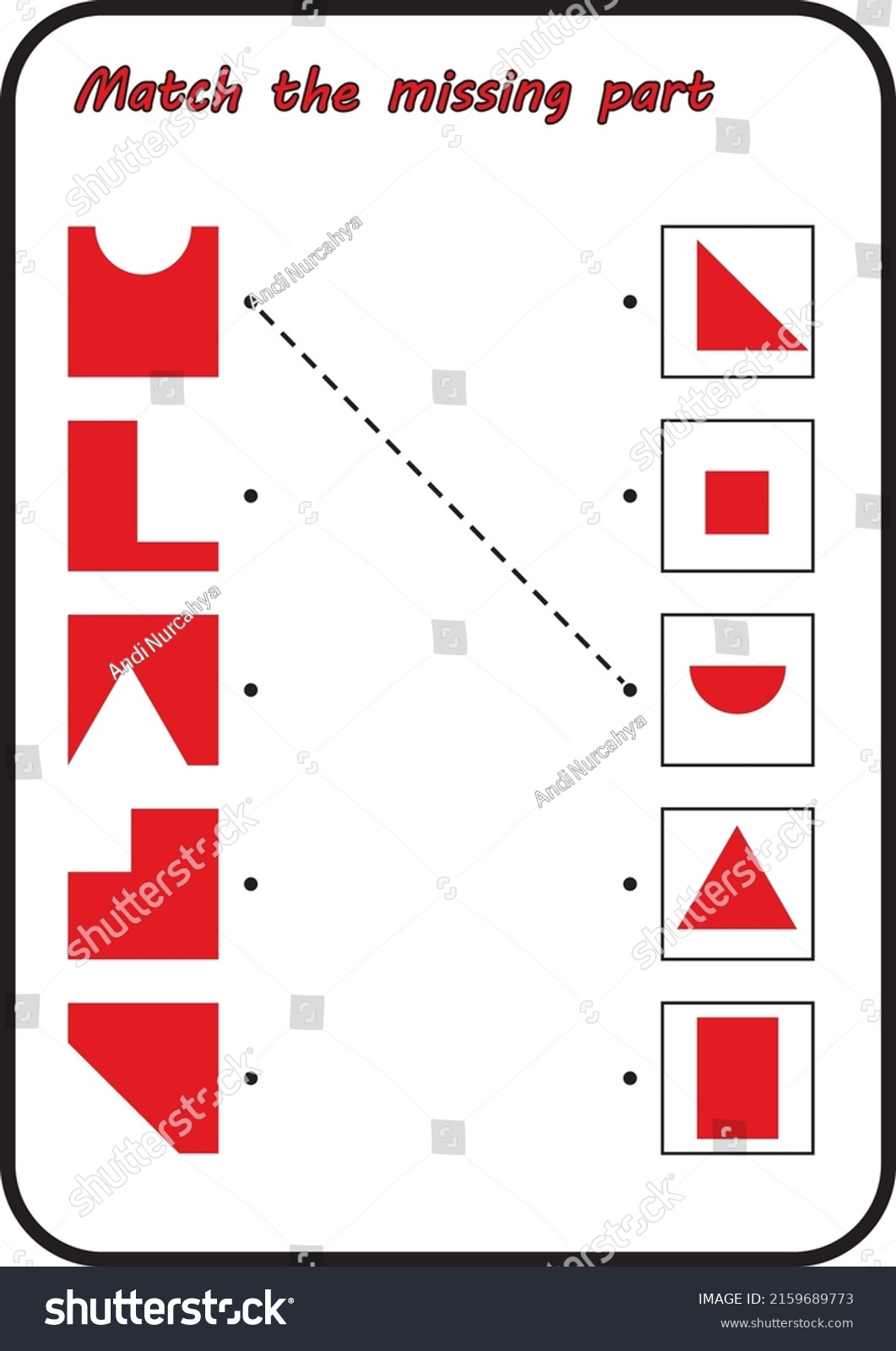 Colorful Printable Matching Shape 2 Worksheet Stock Vector Royalty Free 2159689773 Shutterstock 1950