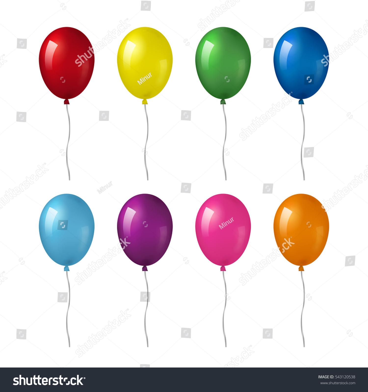 Colorful Realistic Helium Balloons Isolated On Stock Vector 543120538