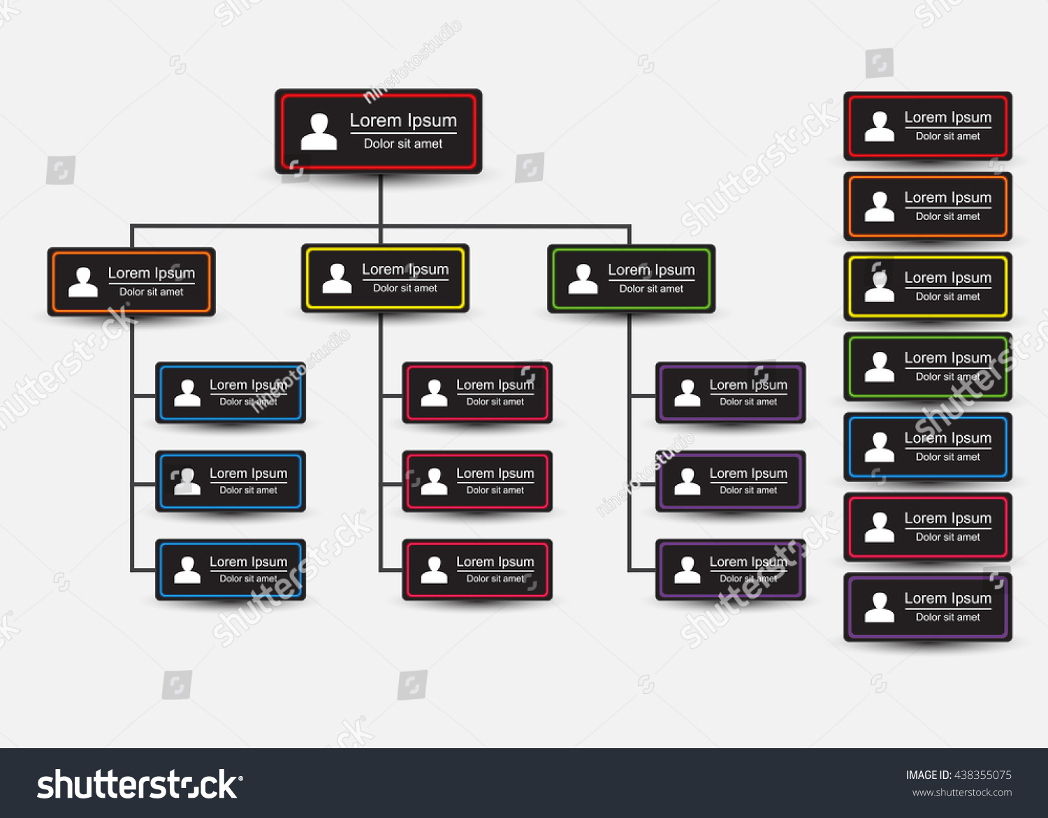 Colorful Rectangle Organization Chart Infographics People Stock Vector ...