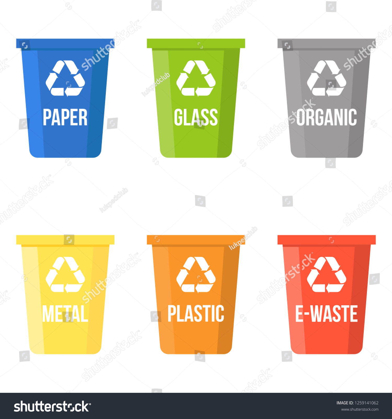 Colorful Recycle Bin Flat Design Vector Stock Vector (Royalty Free ...