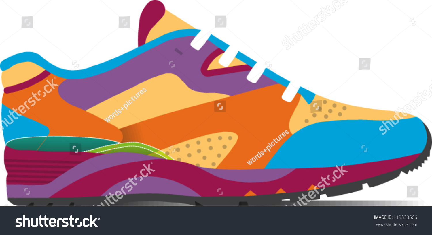 Colorful Rendering Of A Running Shoe Stock Vector Illustration ...
