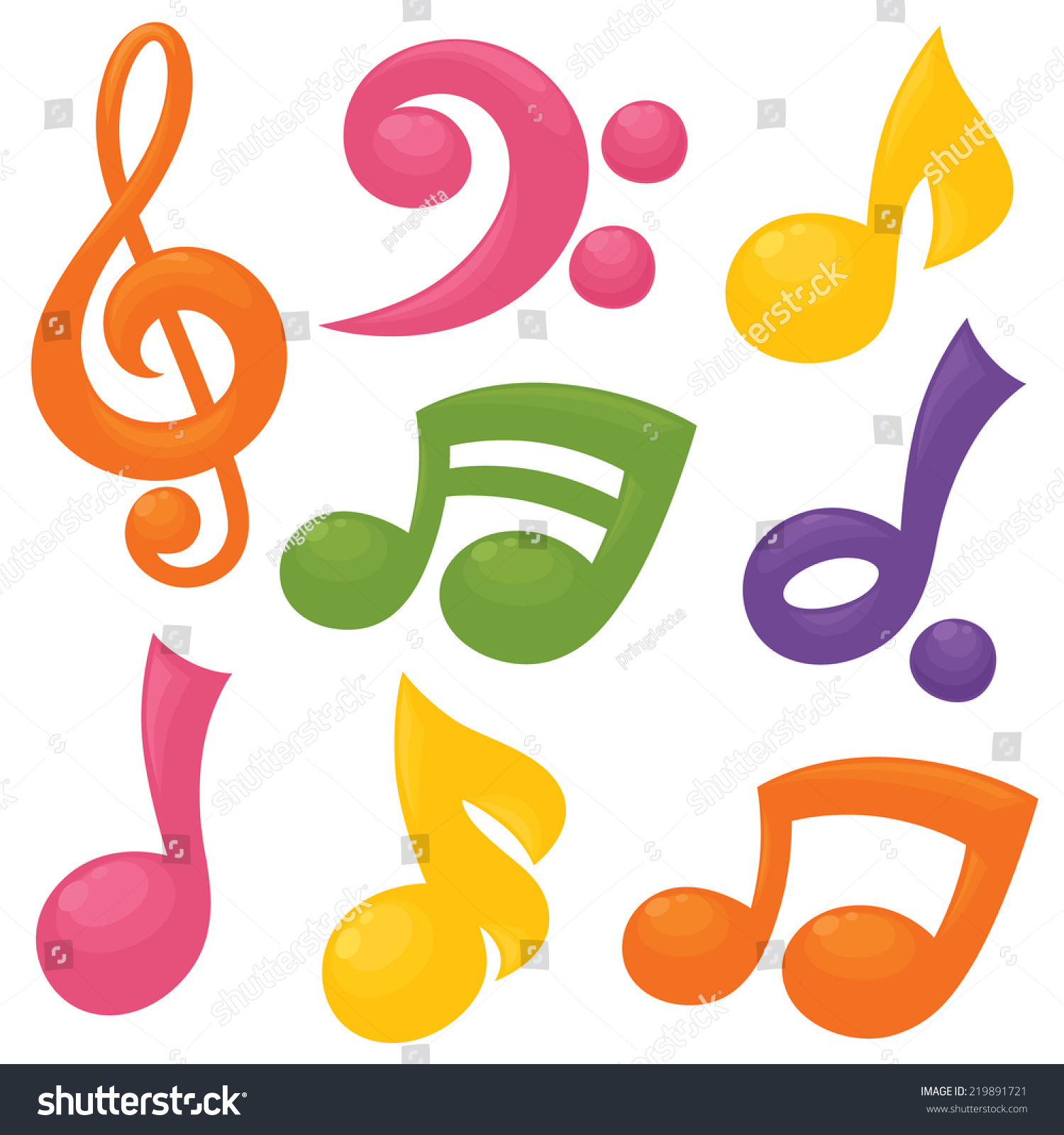 Colorful Representations Of Some Of The Main Musical Symbols. Stock ...