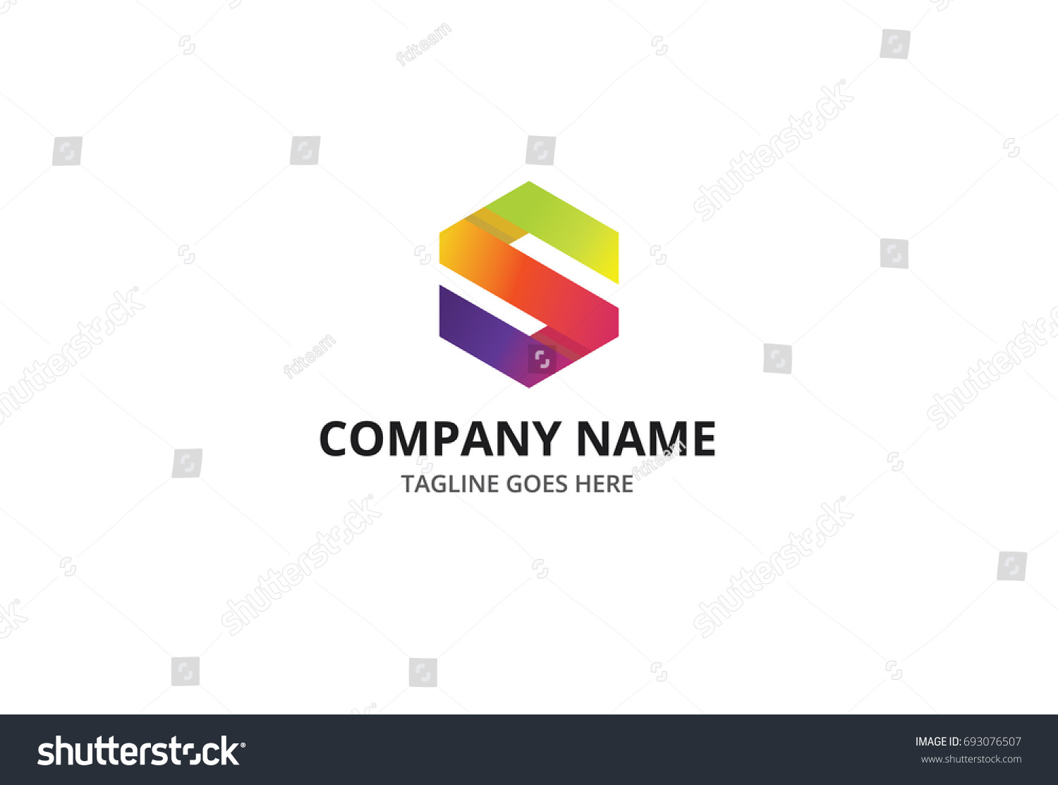 Colorful S Fold Letter Logo Template Stock Vector 693076507