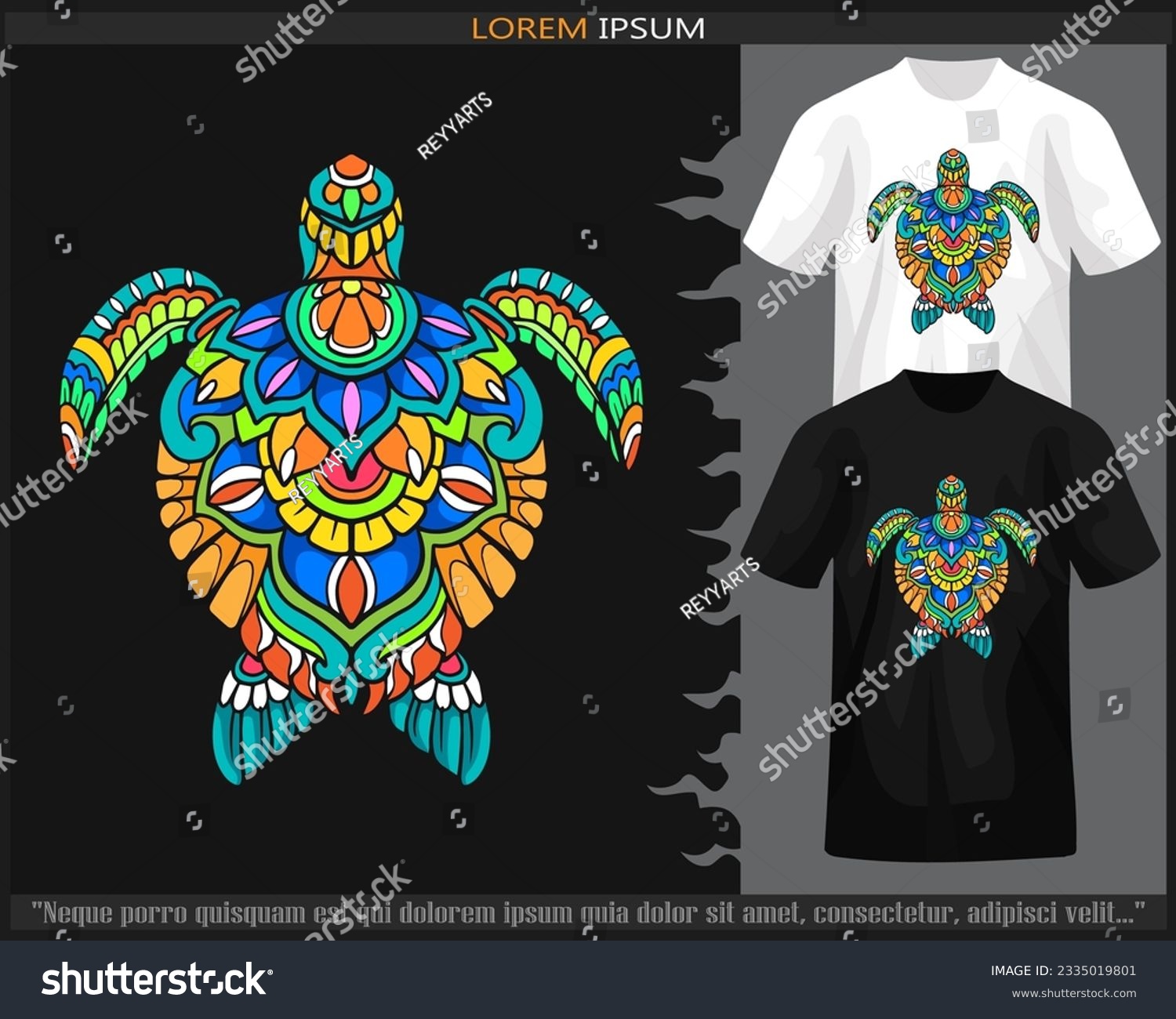 SVG of Colorful Sea turtle mandala arts isolated on black and white t shirt. svg