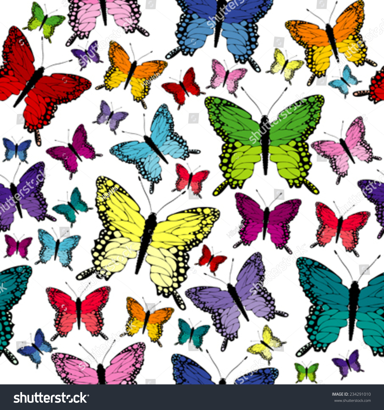 Colorful Seamless With Butterflies Stock Vector 234291010 : Shutterstock