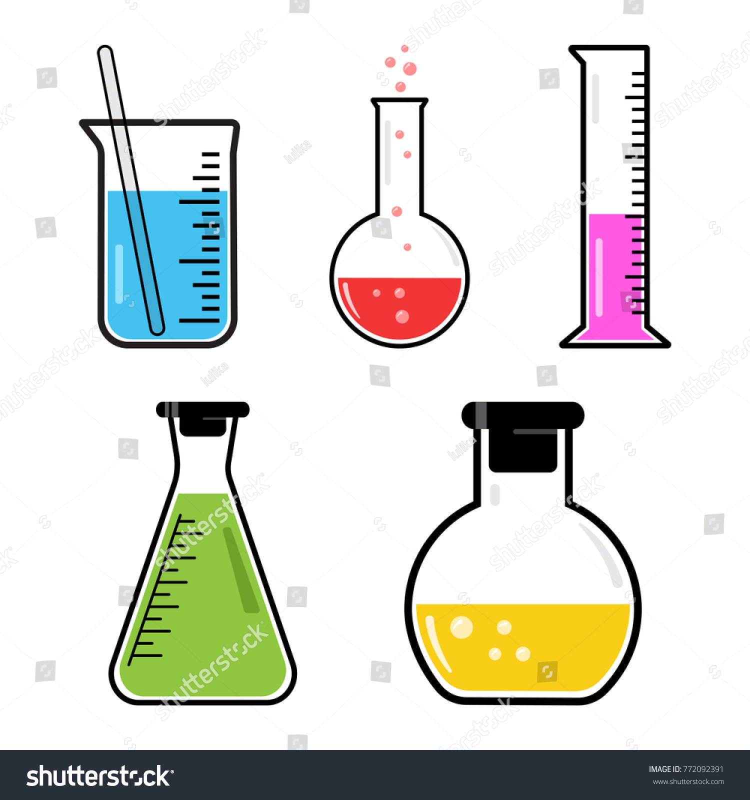 Colorful Set Chemical Vessels Vector Illustration Stock Vector (Royalty ...