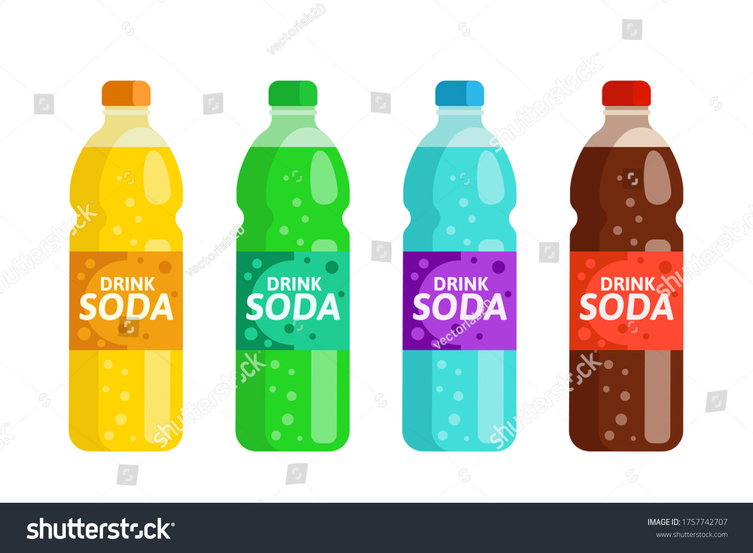 Colorful Set Bottles Fizzy Lemonade Brown Stock Vector (royalty Free 