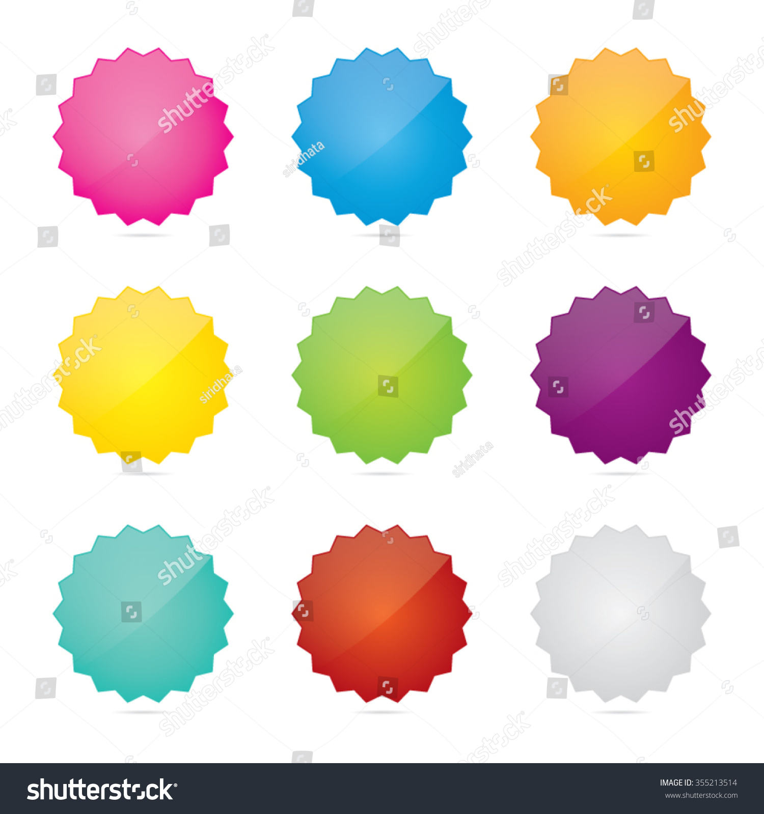 Colorful Set Of Glossy Blank Star Badges Stock Vector Illustration ...