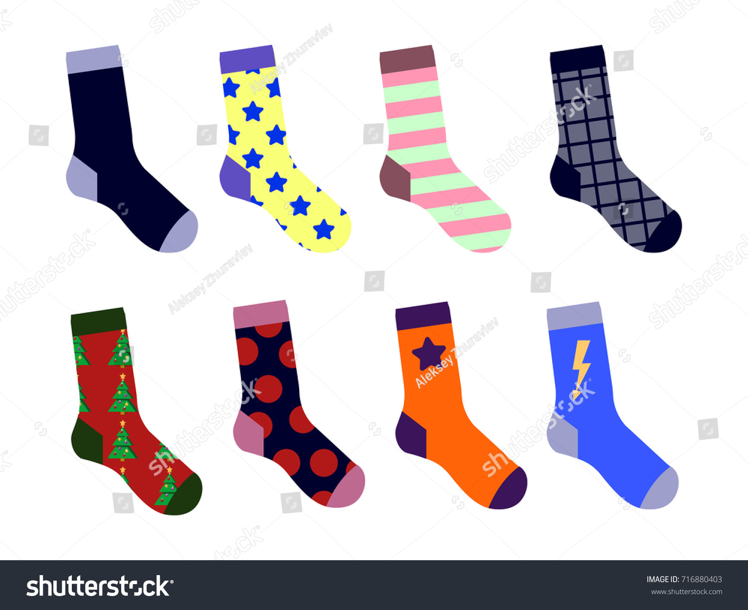 Colorful Socks Set Picture Flat Design Stock Vector 716880403 ...