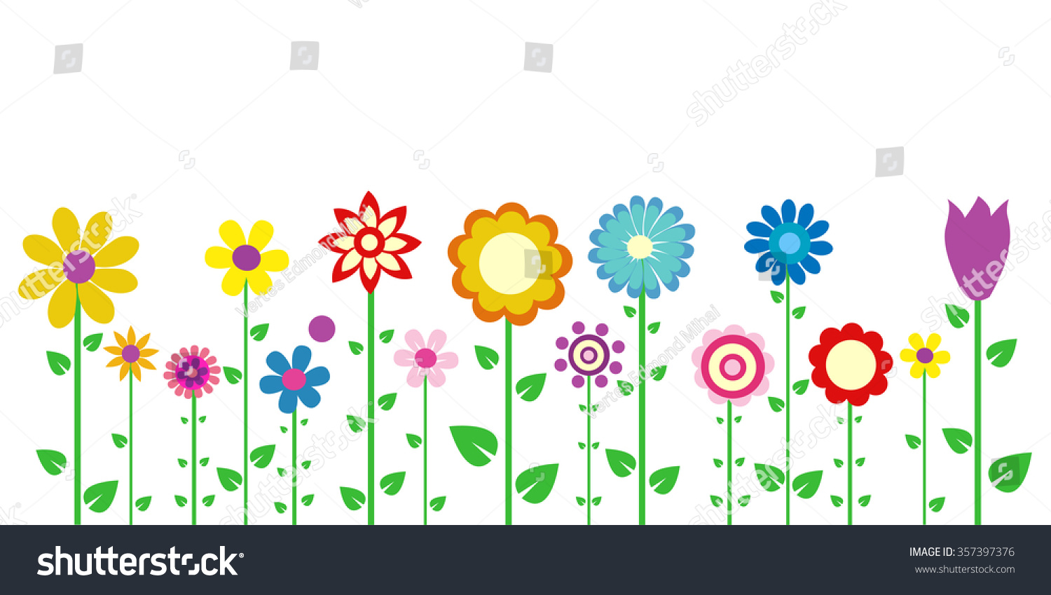 Colorful Spring Flowers Vector Illustration Stock Vector (royalty Free 