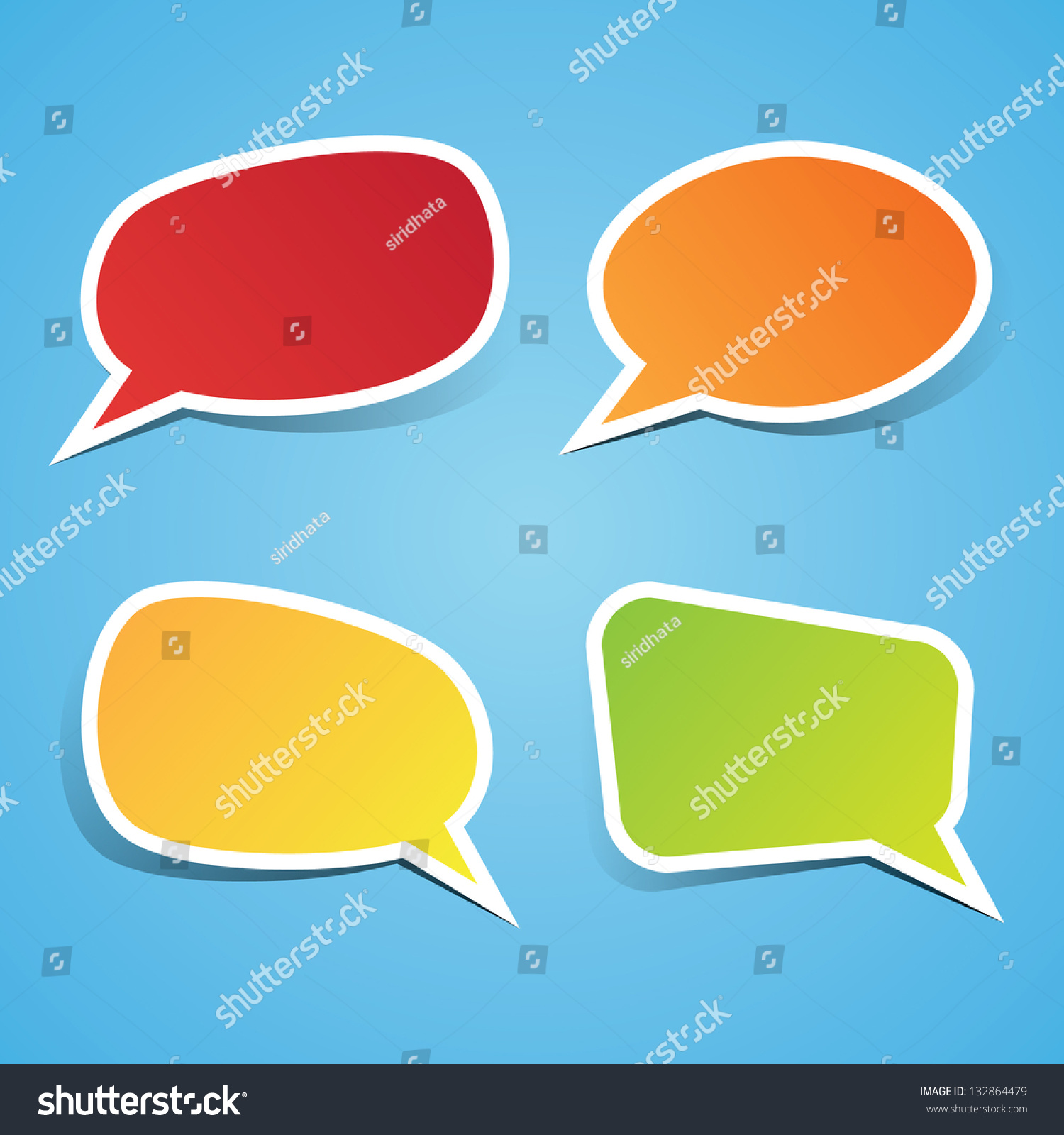 Colorful Sticky Speech Bubbles Stock Vector Royalty Free 132864479 2135