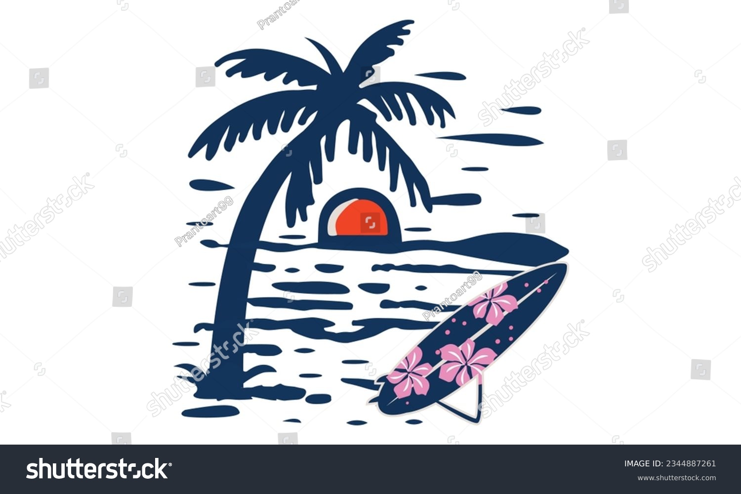 SVG of Colorful Summer Beach SVG Design. Summer California Beach Vector T-shirt Design. svg