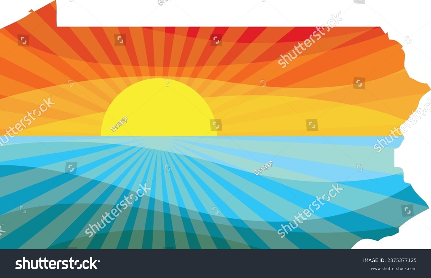 SVG of Colorful Sunset Outline of Pennsylvania Vector Graphic Illustration Icon svg