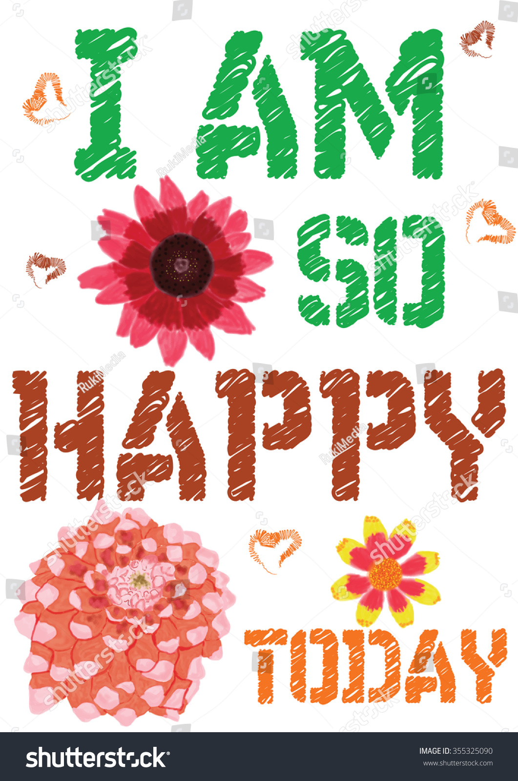 Colorful Tshirt Graphic Design Happy Today Stock Vector Royalty Free