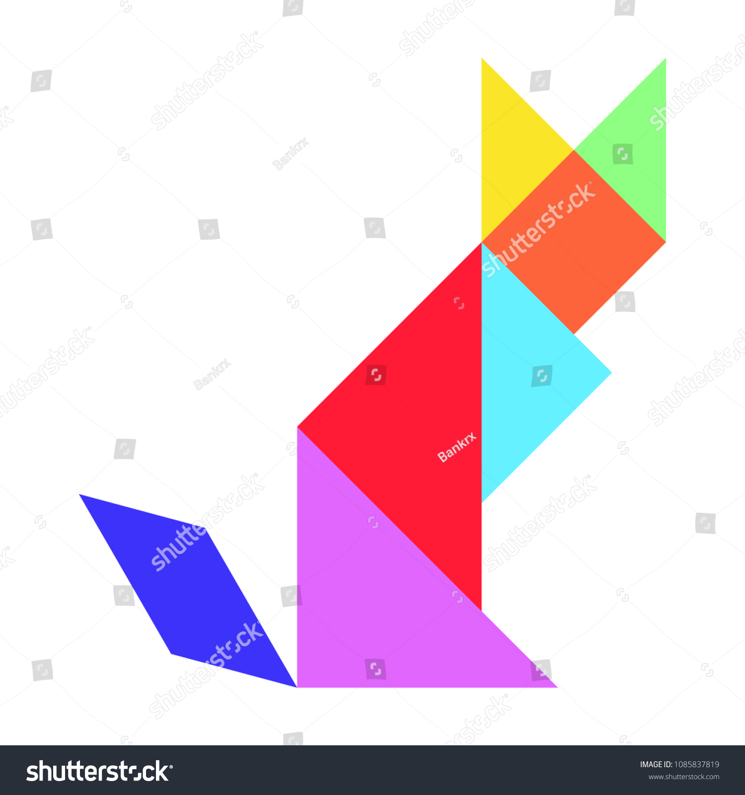 Colorful Tangram Puzzle Cat Shape On Stock Vector (Royalty Free) 1085837819