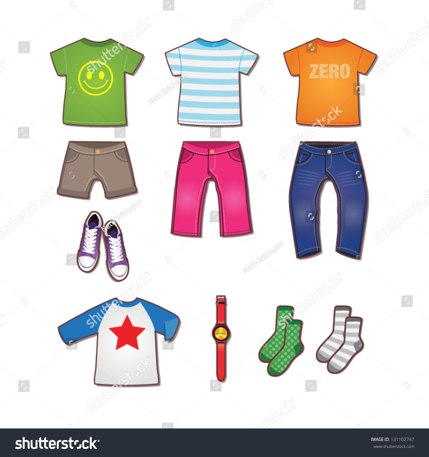 Colorful Teenage Clothes Illustration - 131102747 : Shutterstock