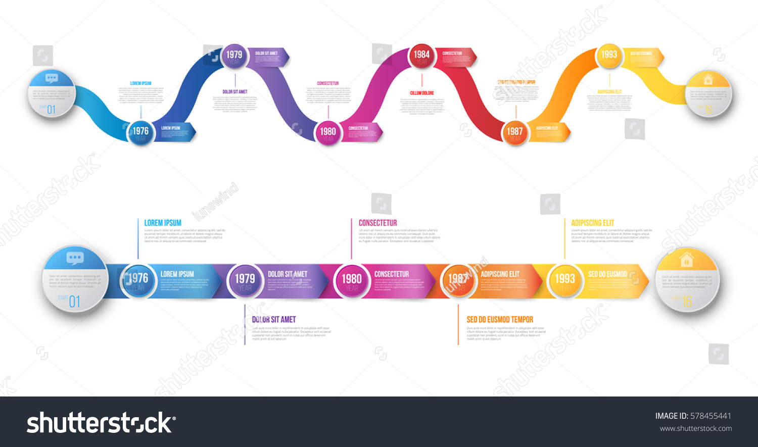 colorful template business concept timeline arrows stock vector timeline layouts