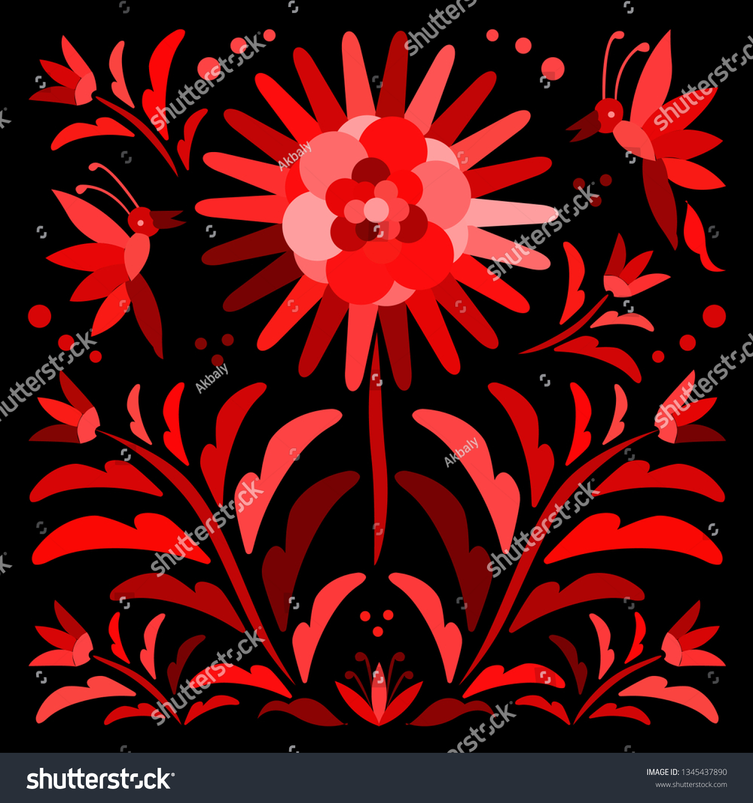 Colorful Traditional Textile Embroidery Style Tenango Stock Vector Royalty Free 1345437890 0250