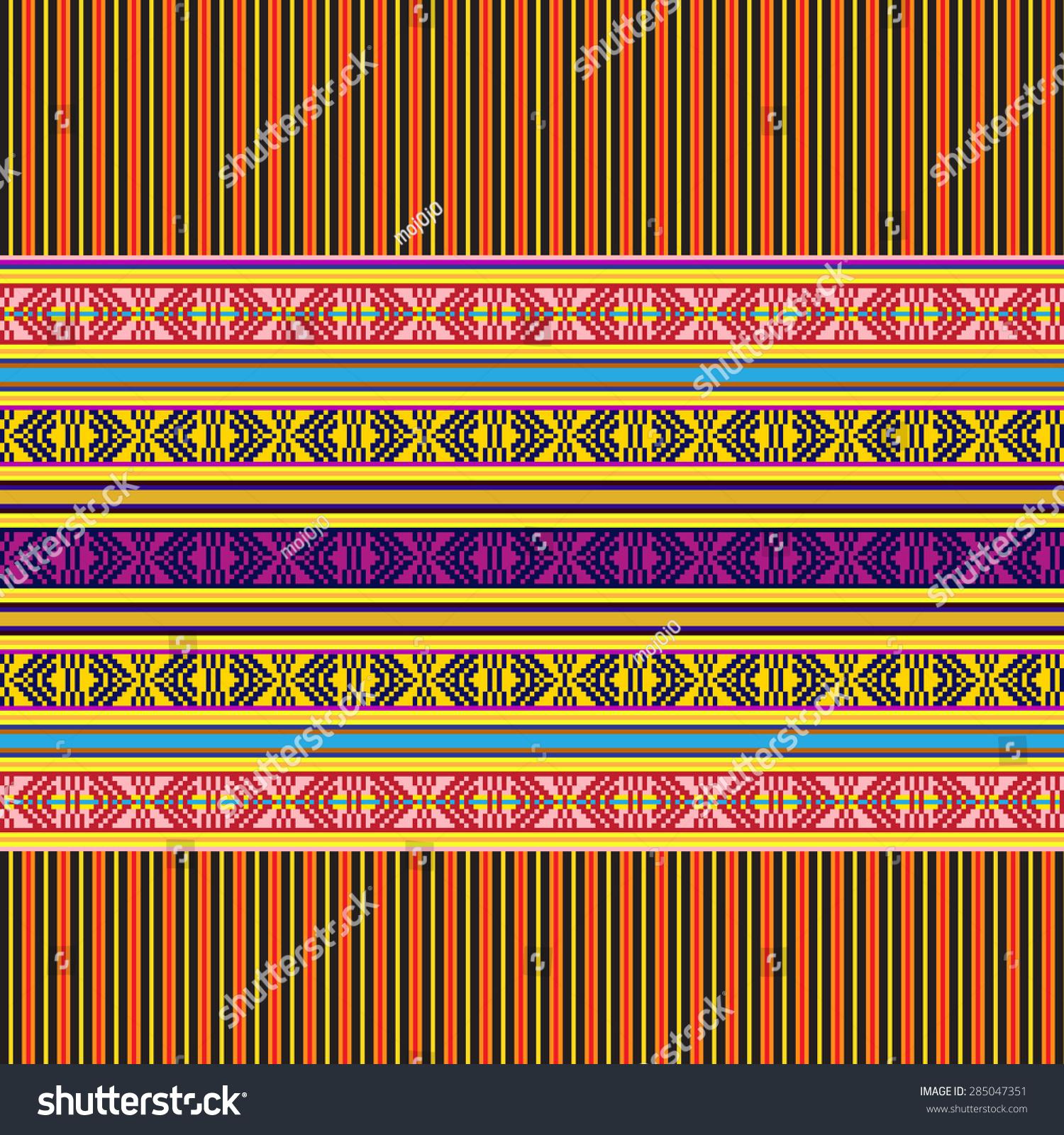 Colorful Traditional Tribal Stripe Seamless Pattern Stock Vector ...