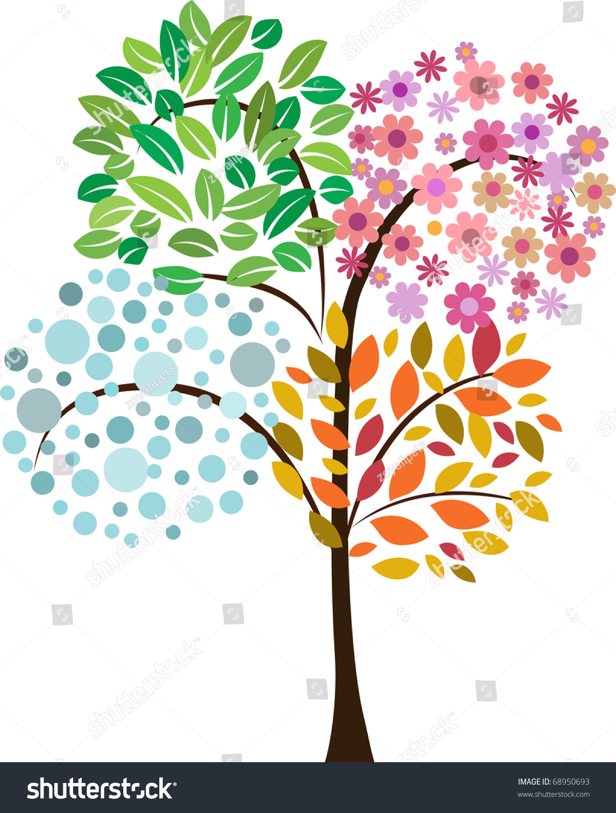 Colorful Tree Four Seasons Vector Icon Stock Vector 68950693 - Shutterstock