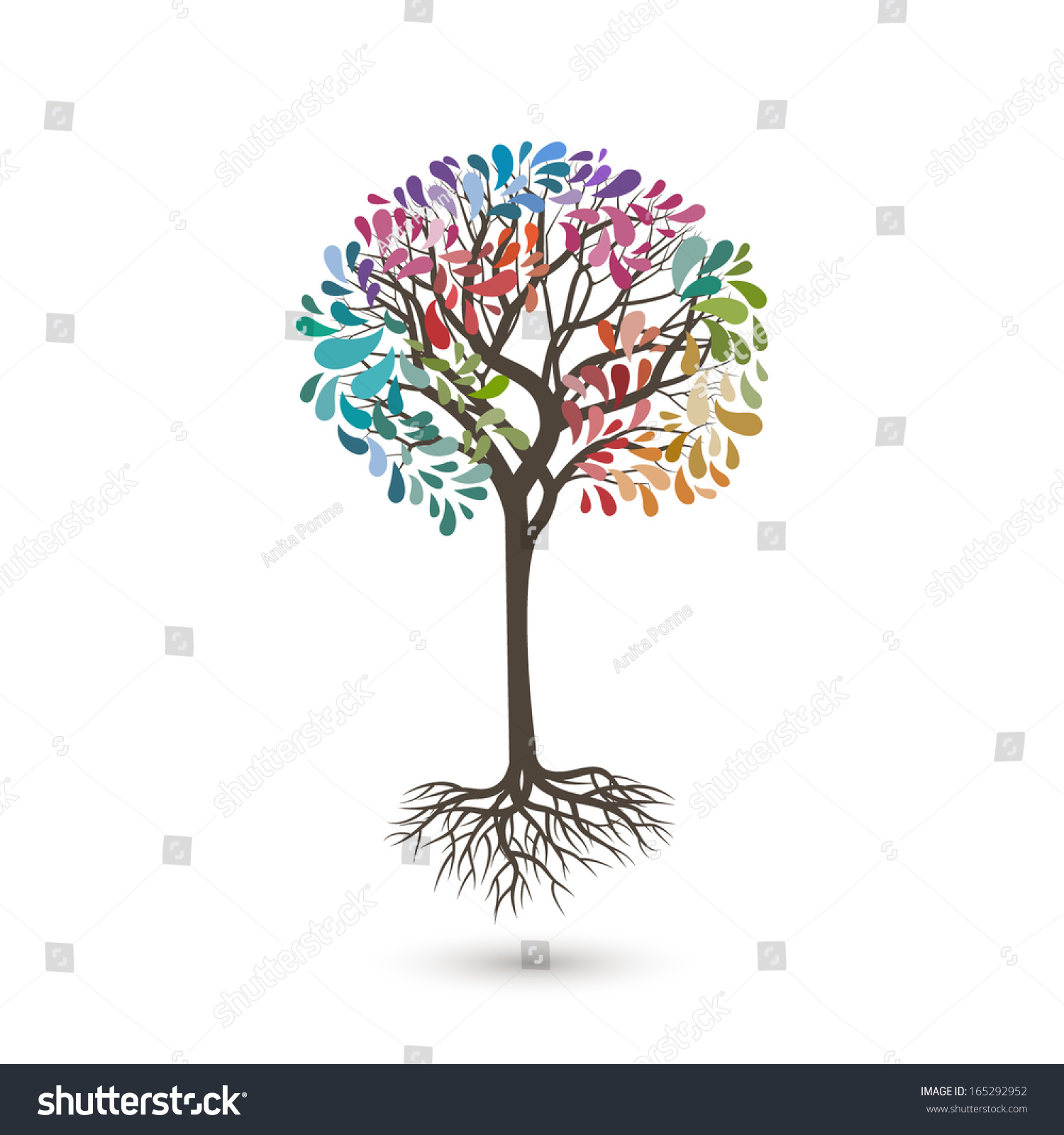 Colorful Tree, Vector Illustration - 165292952 : Shutterstock