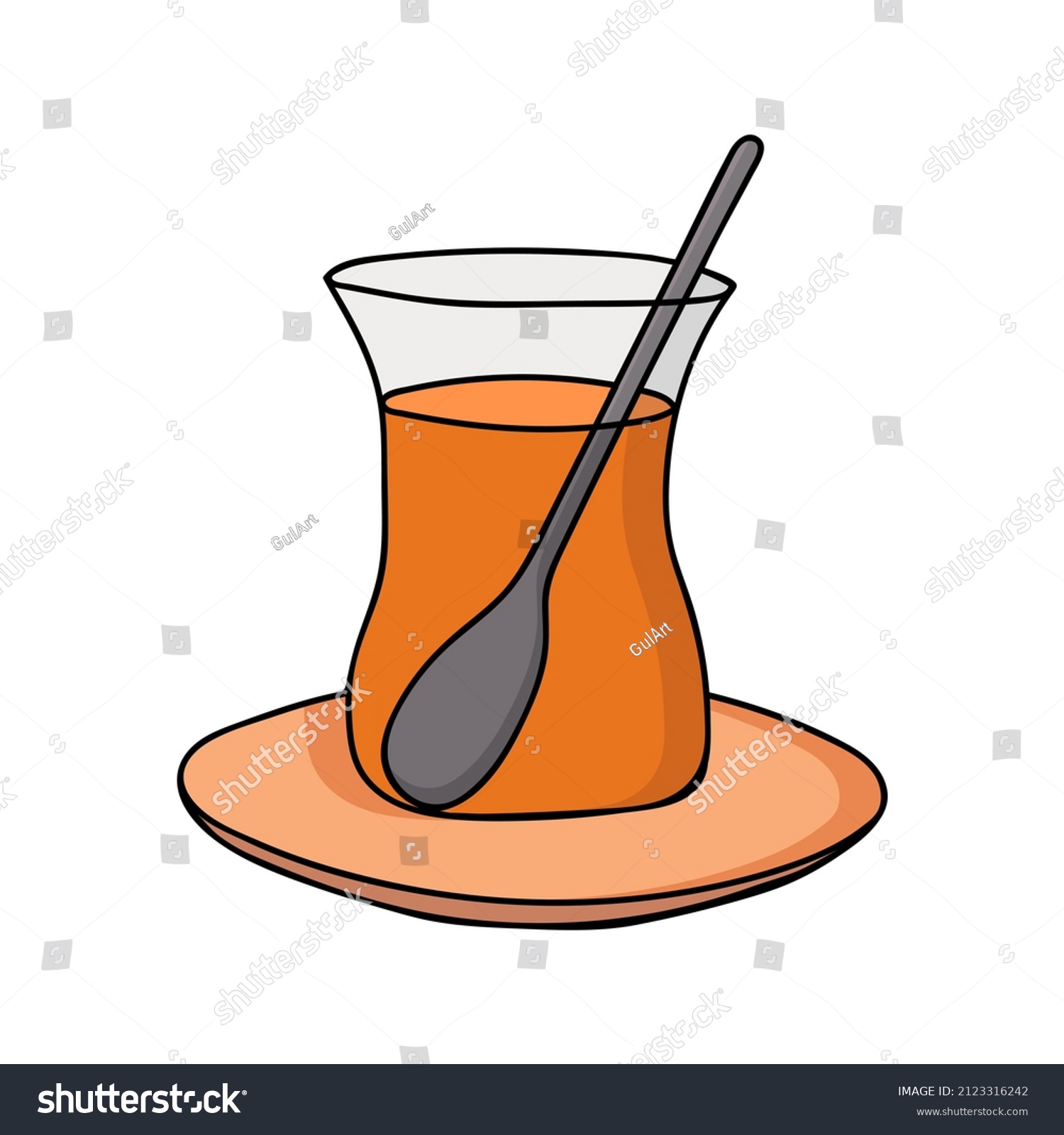 SVG of Colorful turkish tea glass in vector. Colorful doodle turkish tea glass in vector. Azerbaijan tea glass armudu svg