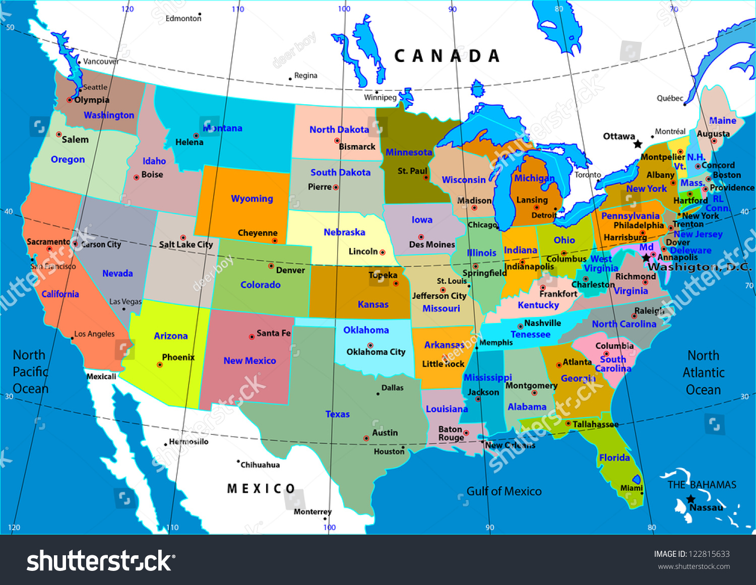 usa map with states and capital cities Colorful Usa Map States Capital Cities Stock Vector Royalty Free usa map with states and capital cities