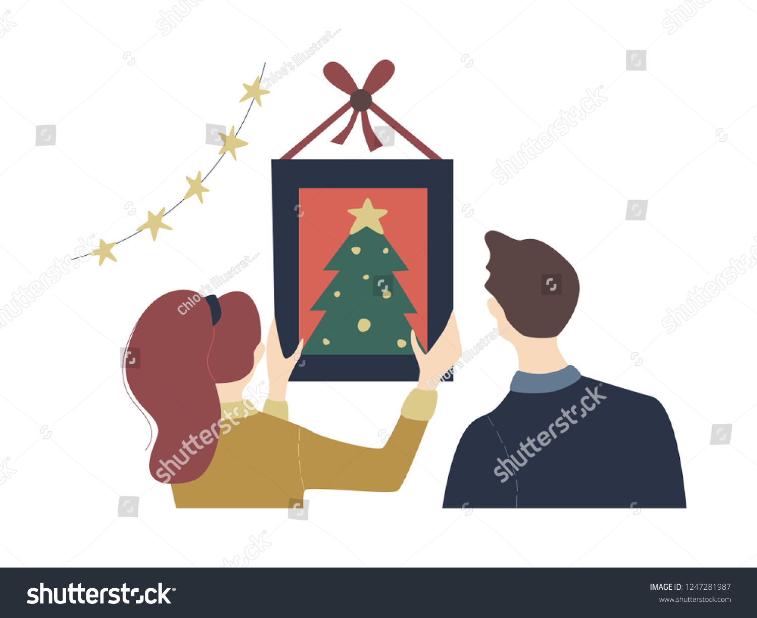 Download Colorful Vector Flat Cartoon Christmas Illustration Stock Vector Royalty Free 1247281987 PSD Mockup Templates