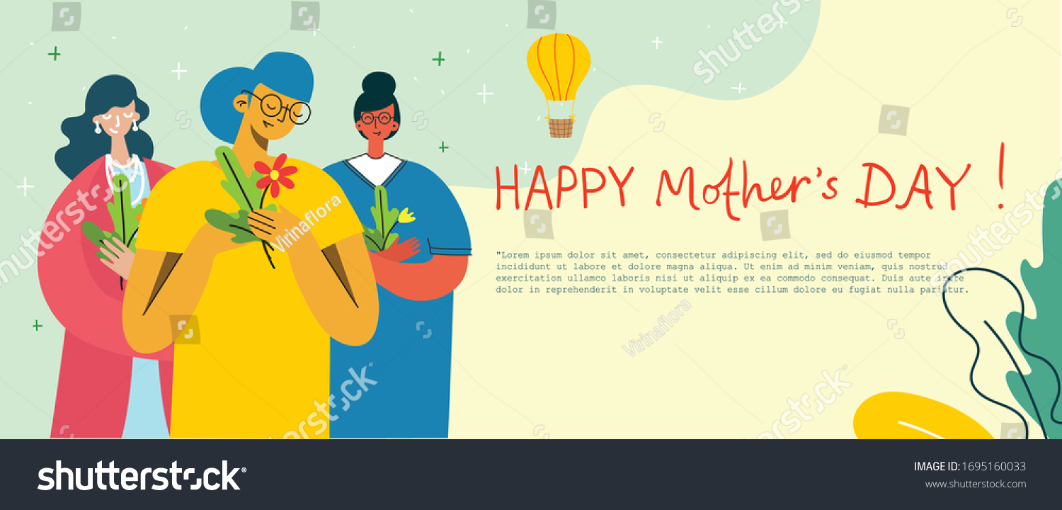 Colorful Vector Illustration Concepts Happy Mothers Stock Vector Royalty Free 1695160033