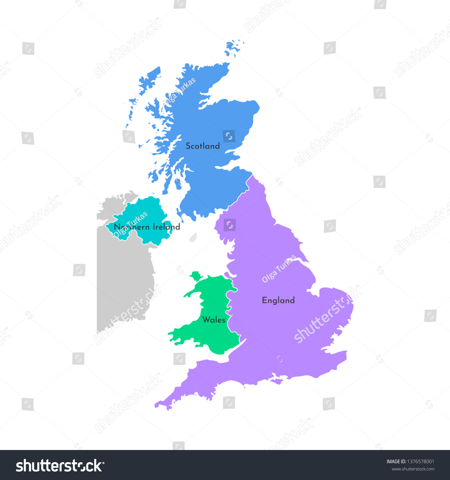 Colorful Vector Isolated Simplified Map Uk Stock Vector (Royalty Free ...