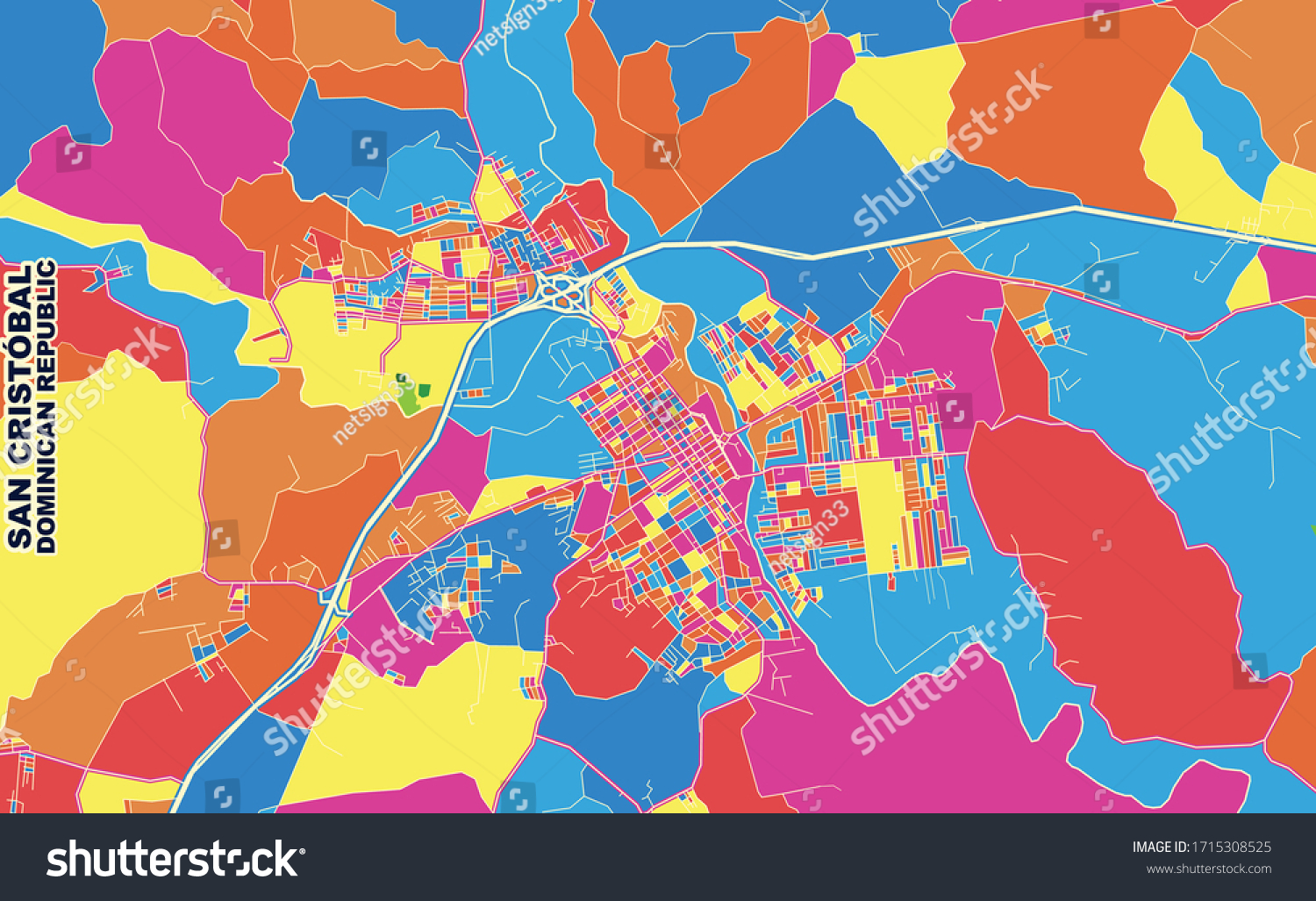 Colorful Vector Map San San Dominican Stock Vector (Royalty Free ...