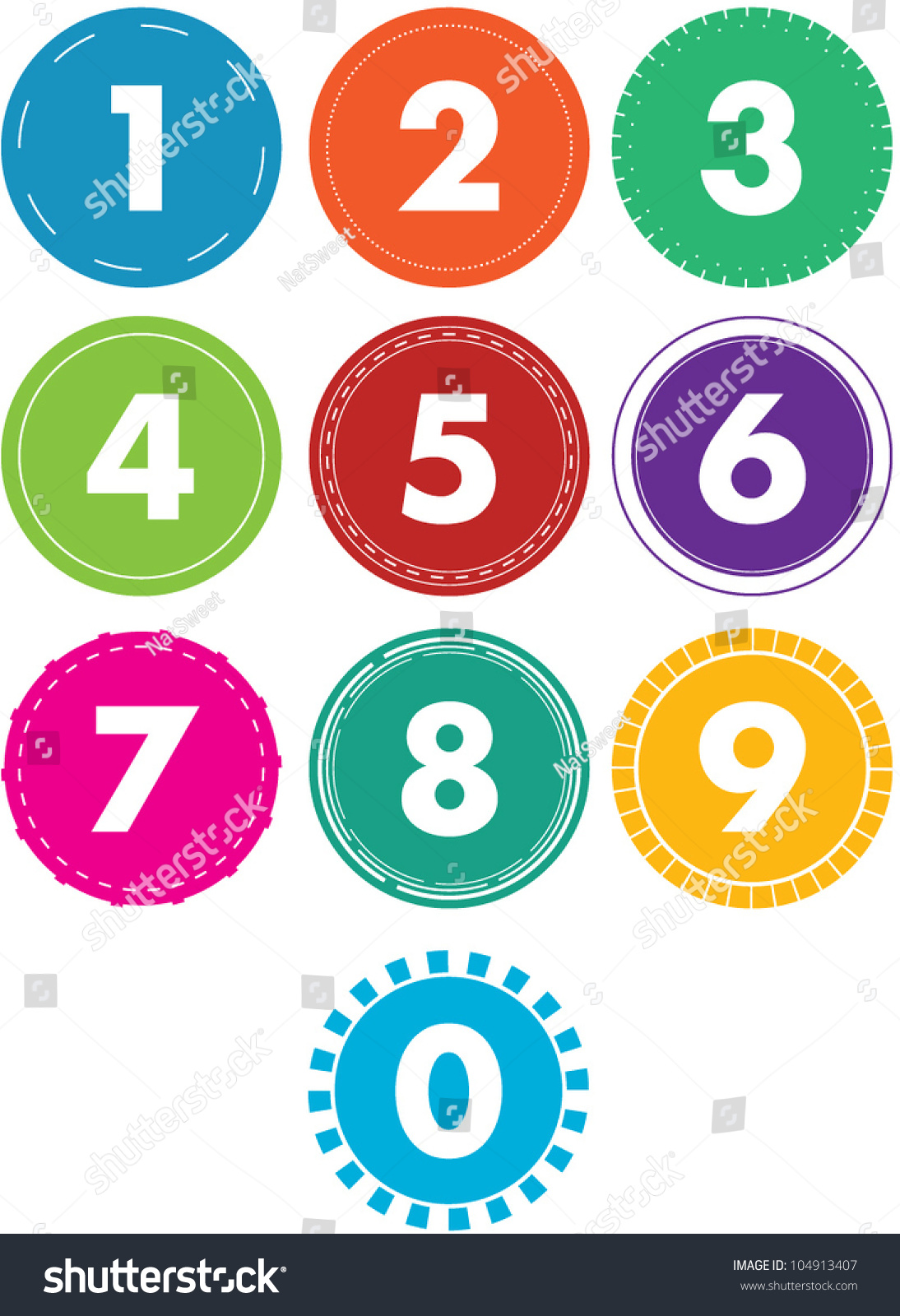 Colorful Vector Numbers Stock Vector 104913407 - Shutterstock