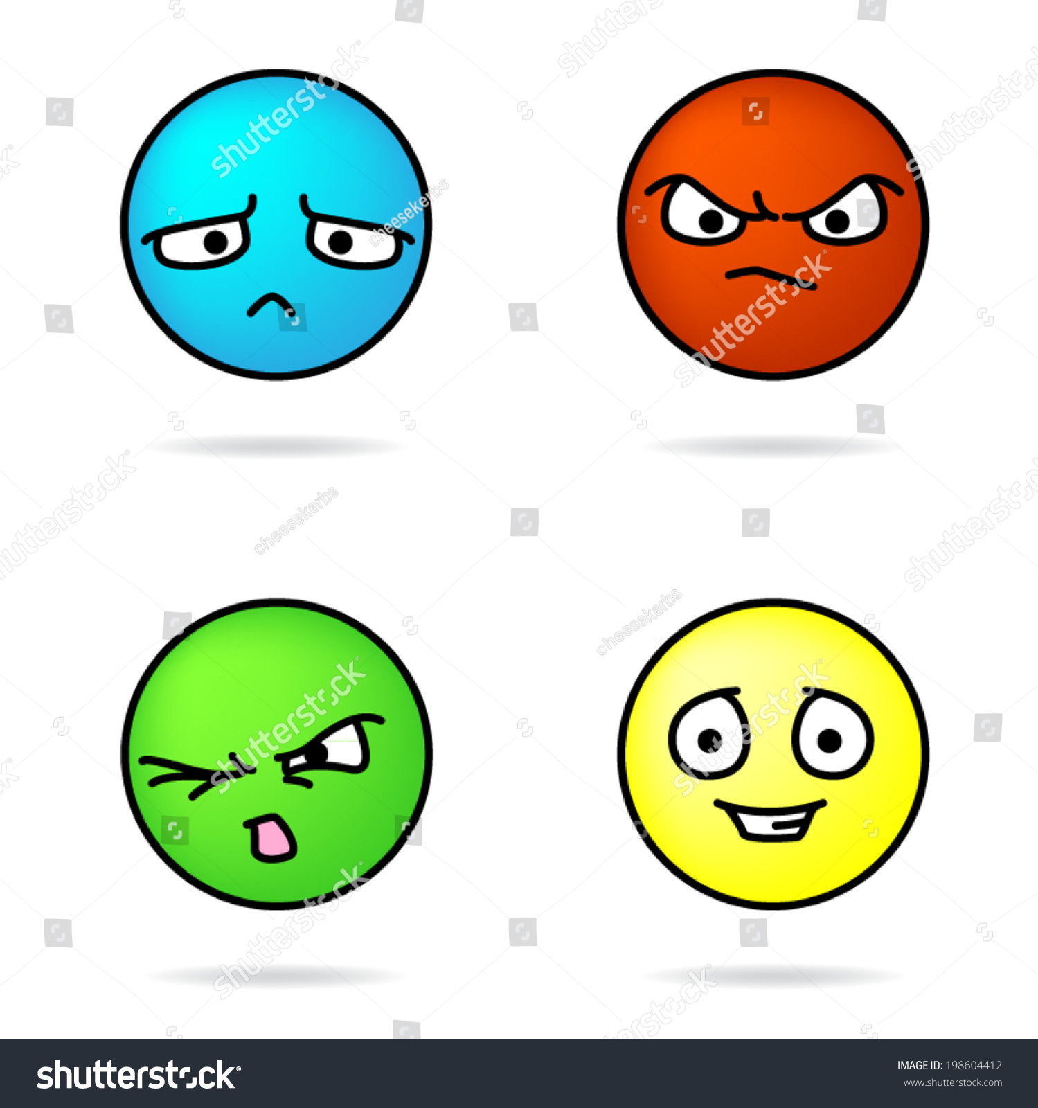 Colorful Vector Sad Angry Disgusted Happy Stock Vector (royalty Free 