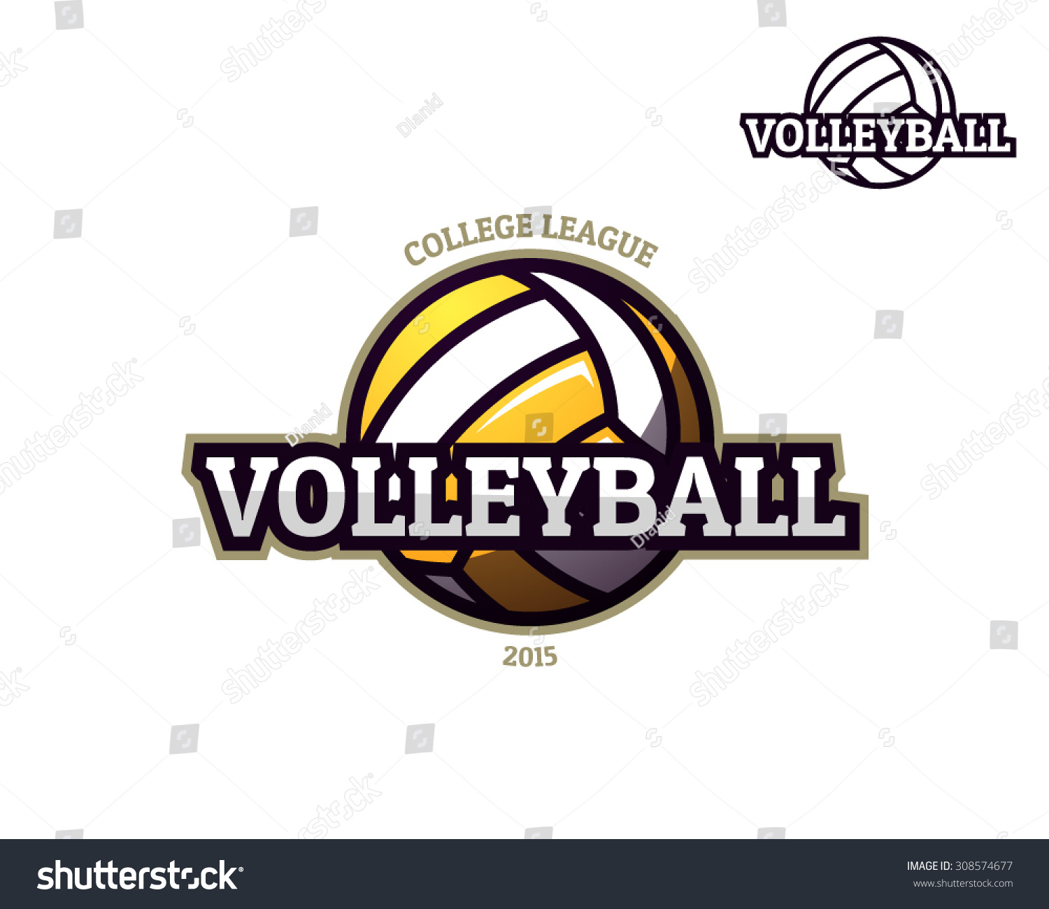 Colorful Volleyball Sport Logo Label On Stock Vector 308574677 ...