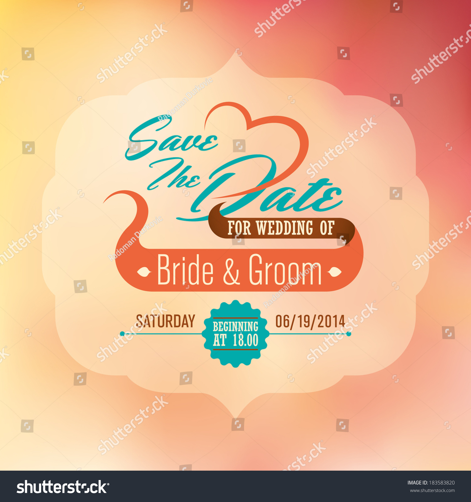 Colorful Wedding Invitation Card Vector Illustration Stock Vector Royalty Free 183583820 3516