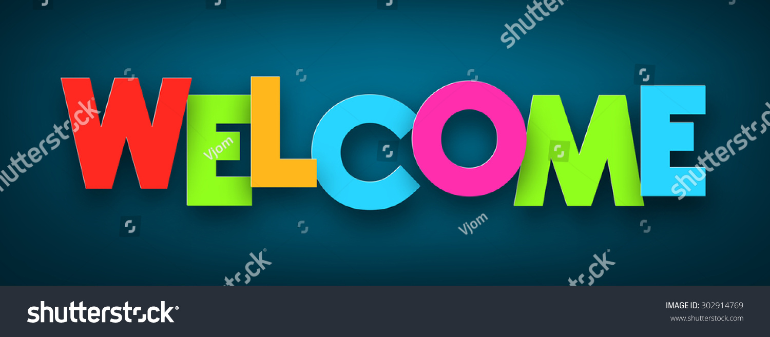 Colorful Welcome Sign Over Dark Blue Stock Vector 302914769 - Shutterstock