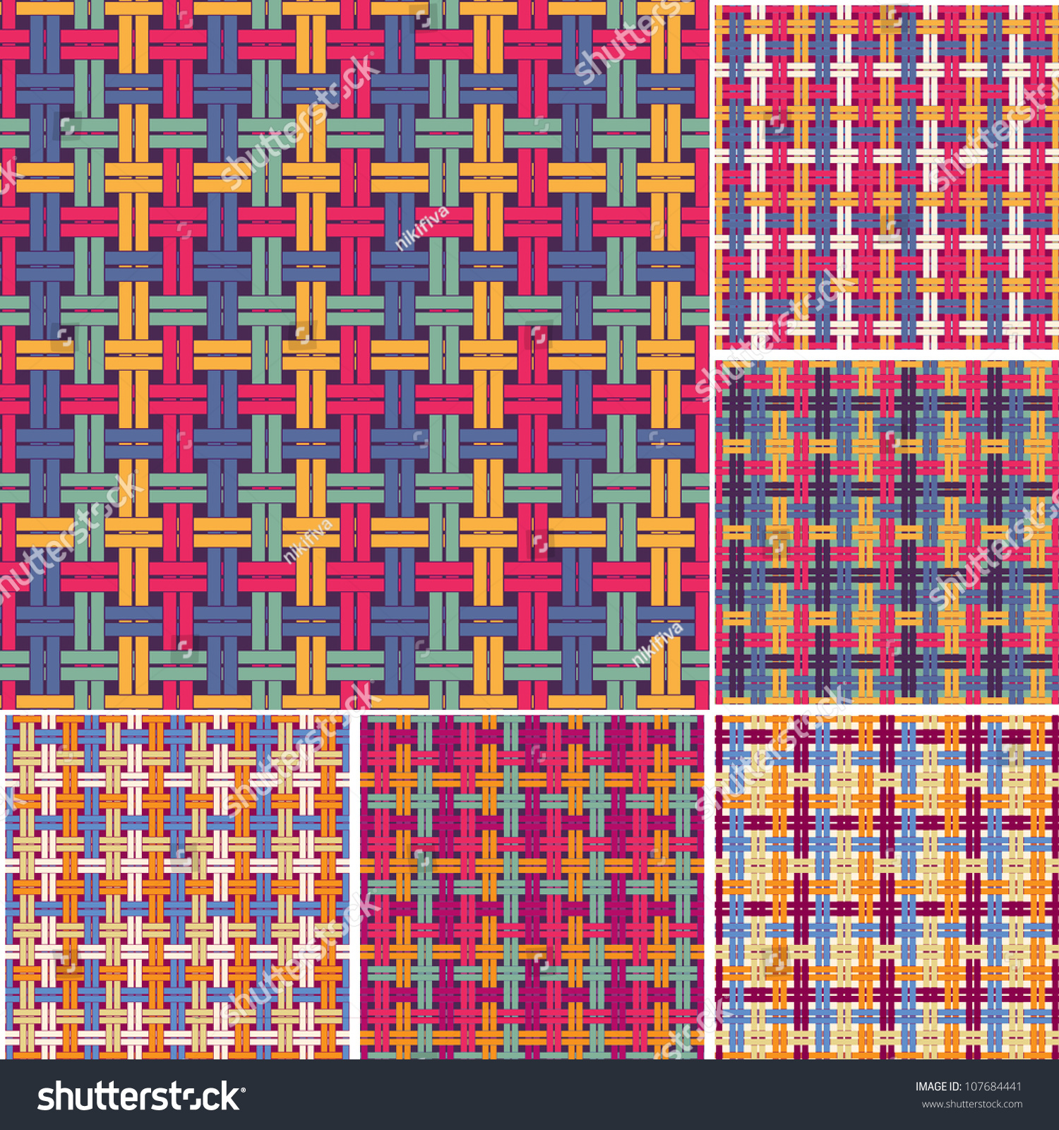 SVG of Colorful Wicker Seamless Pattern Set. Vector Background svg