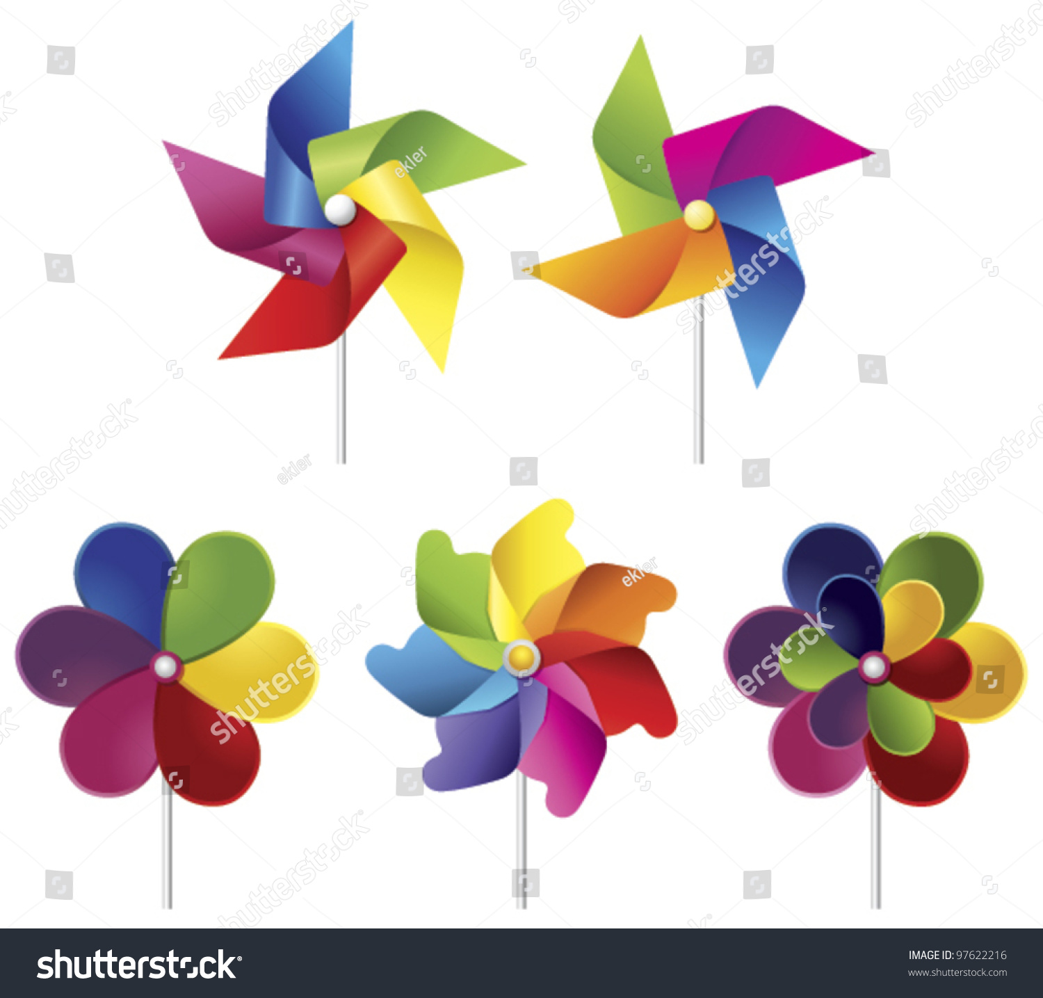 Colorful Windmills Vector - 97622216 : Shutterstock