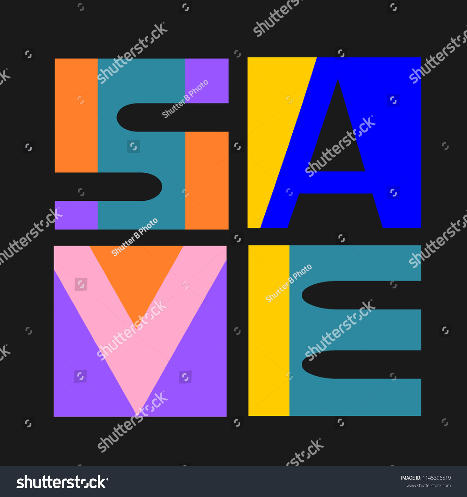 Colorful Wording Save Design Box Illustration Stock Vector (Royalty