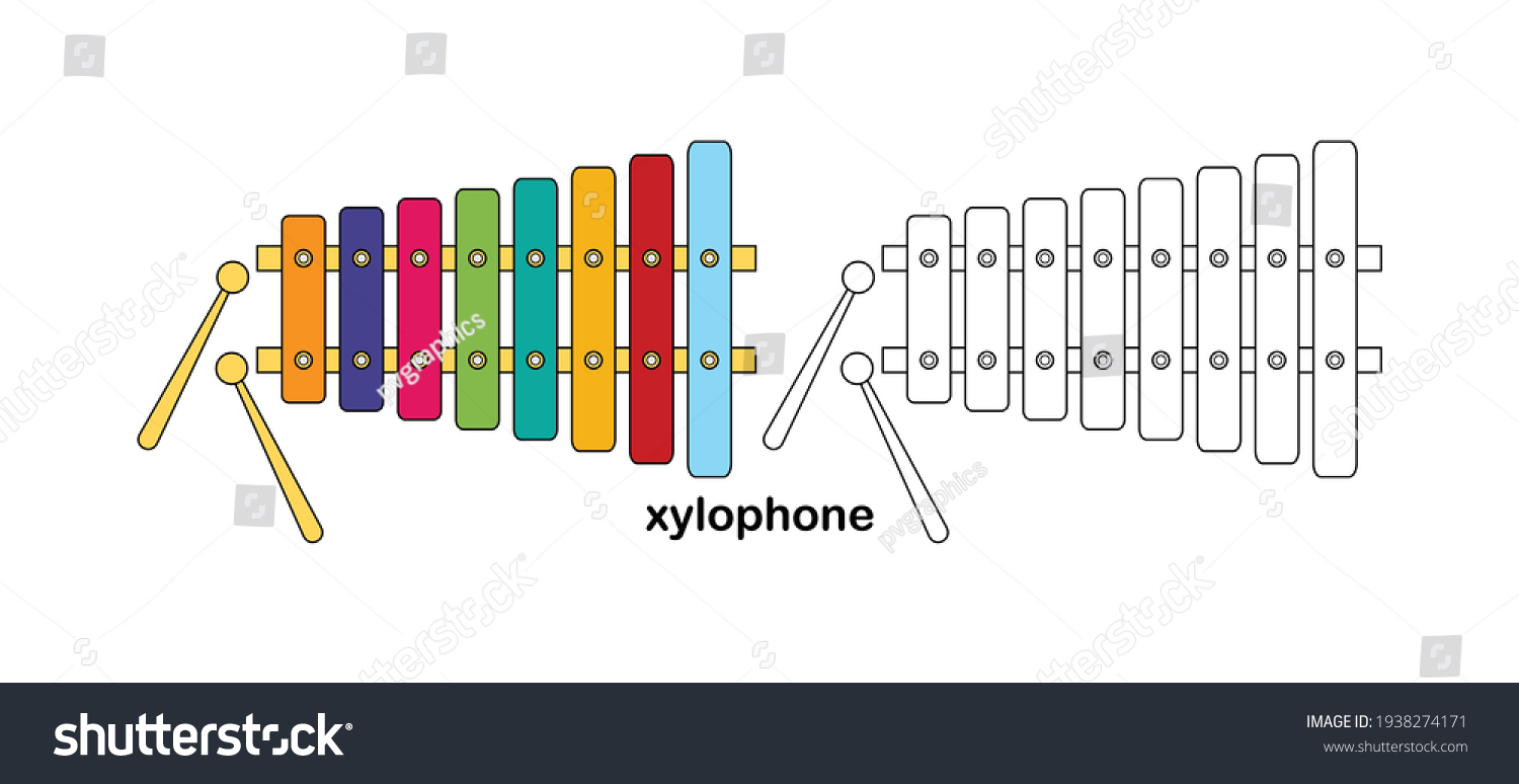 Colorful Xylophone Outline Vector Music Instrument Stock Vector ...