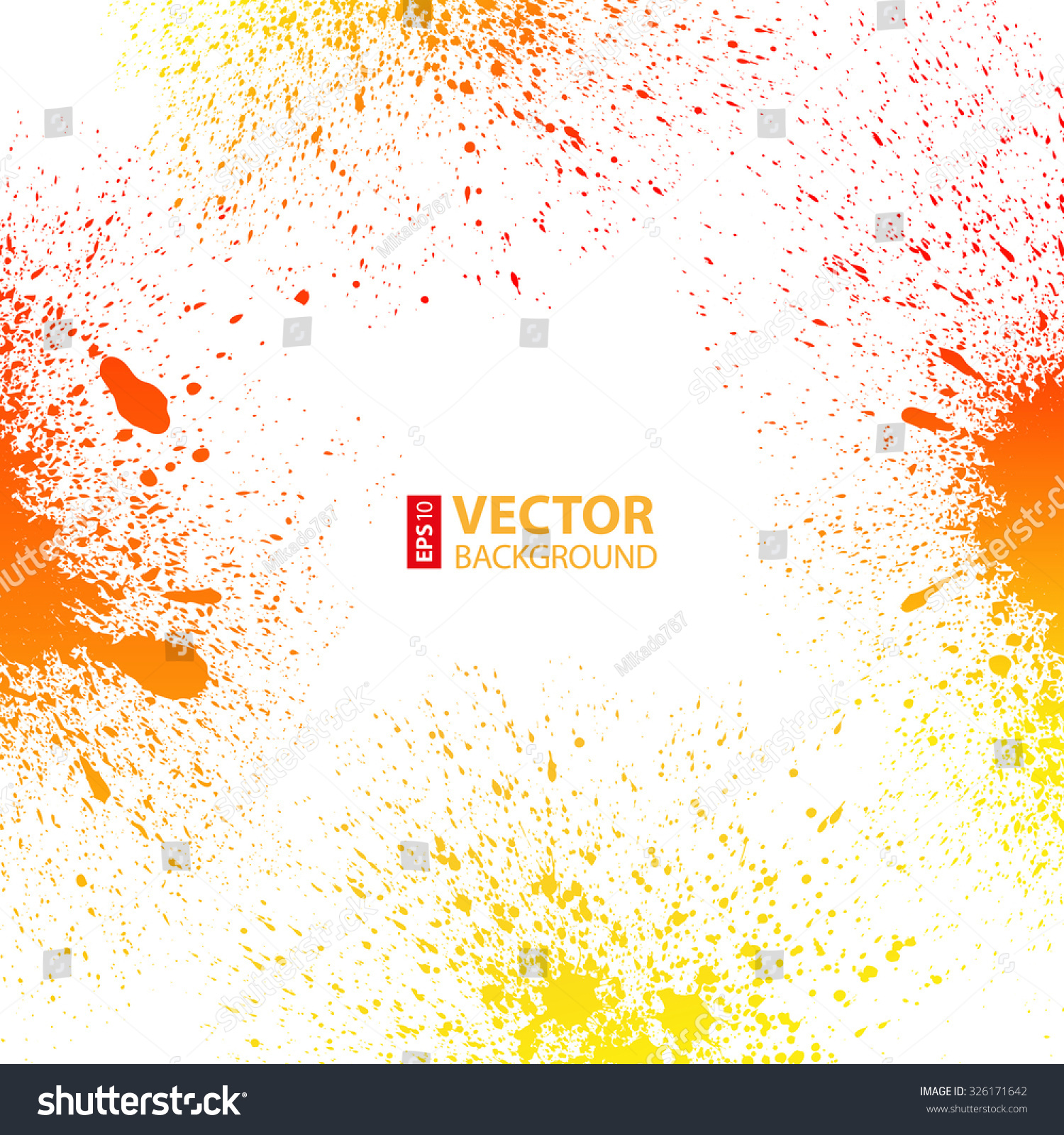 Colorful Yellow, Orange And Red Grungy Gradient Paint Splashes On White ...