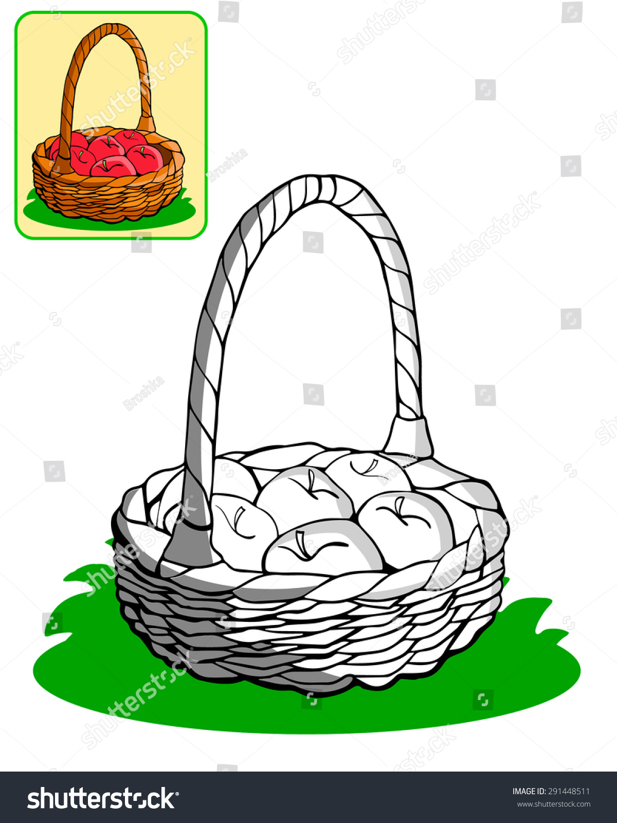 Download Coloring Wicker Basket Apples Stock Vector 291448511 ...