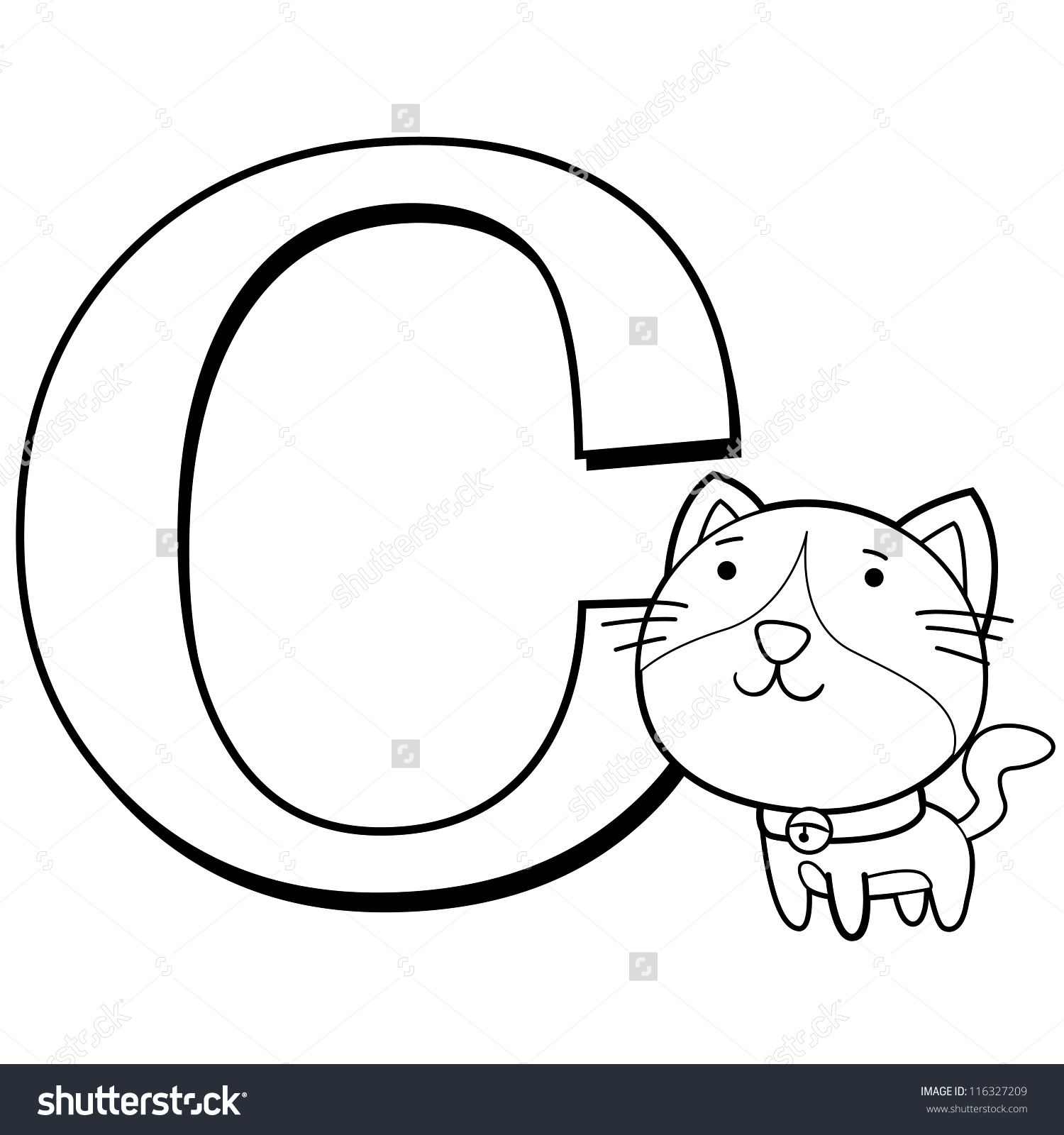 Coloring Alphabet For Kids, C With Cat Stock Vector Illustration ...