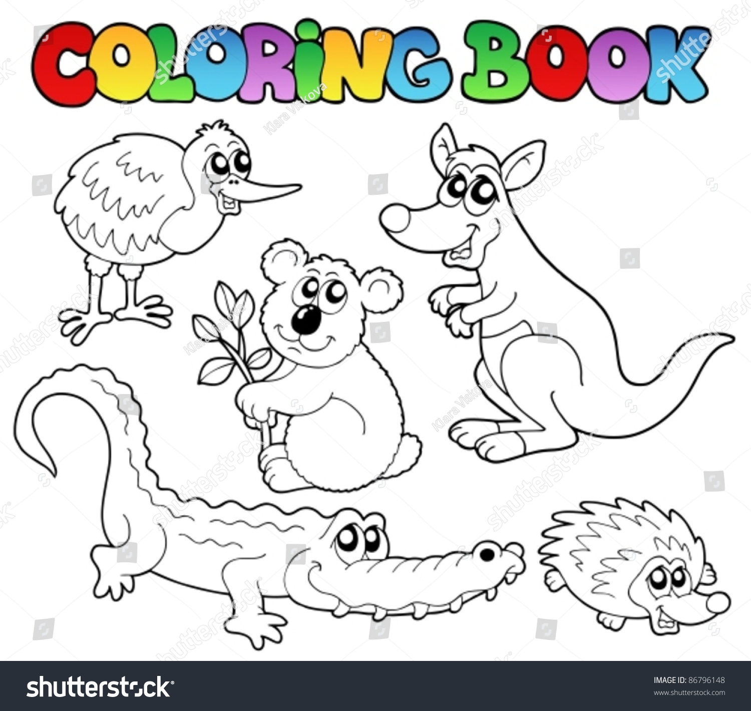 Coloring Book Australian Animals 1 Vector Stock Vector 86796148