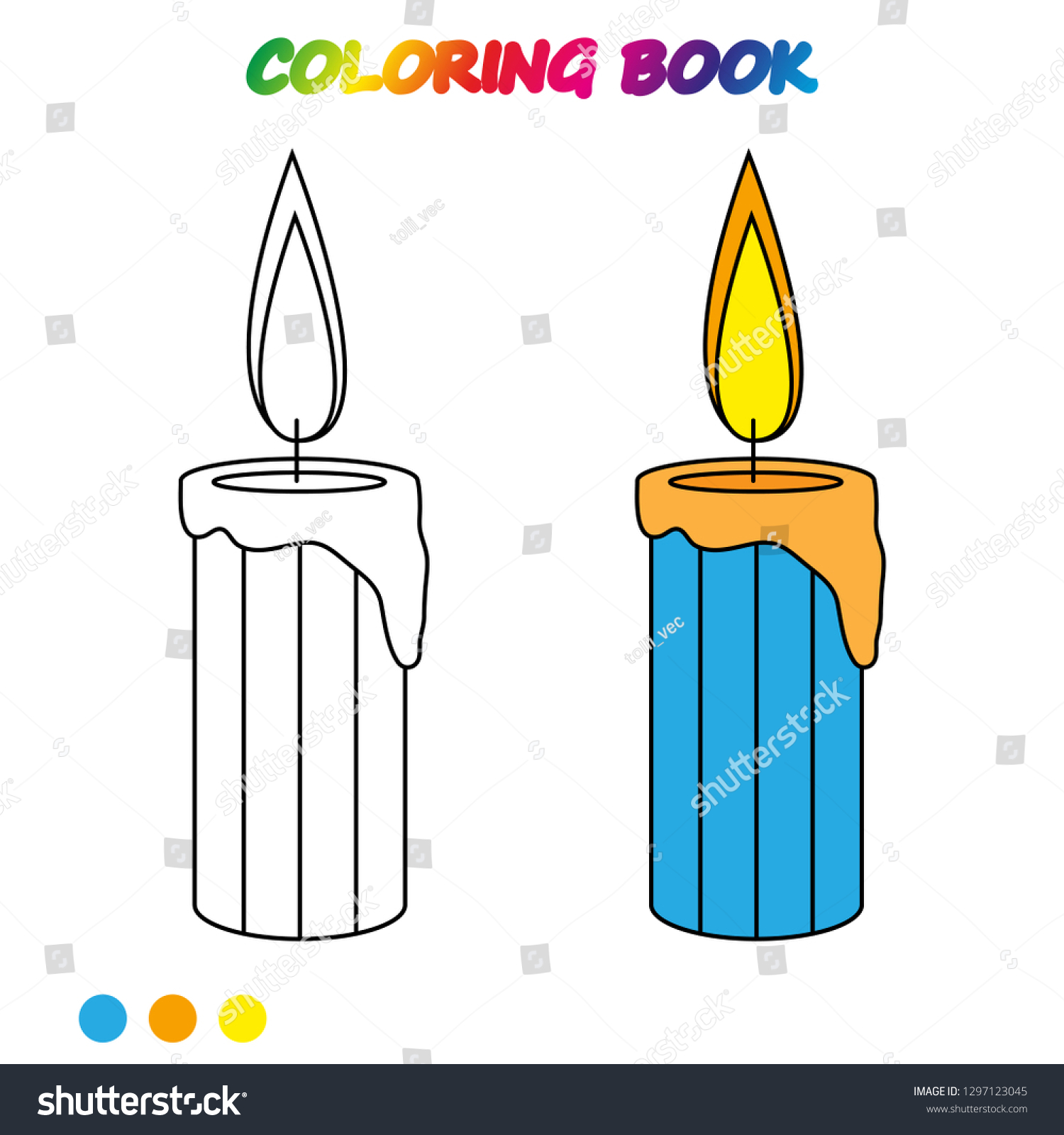 Coloring Book Candle Coloring Page Educate Stock Vector Royalty Free 1297123045