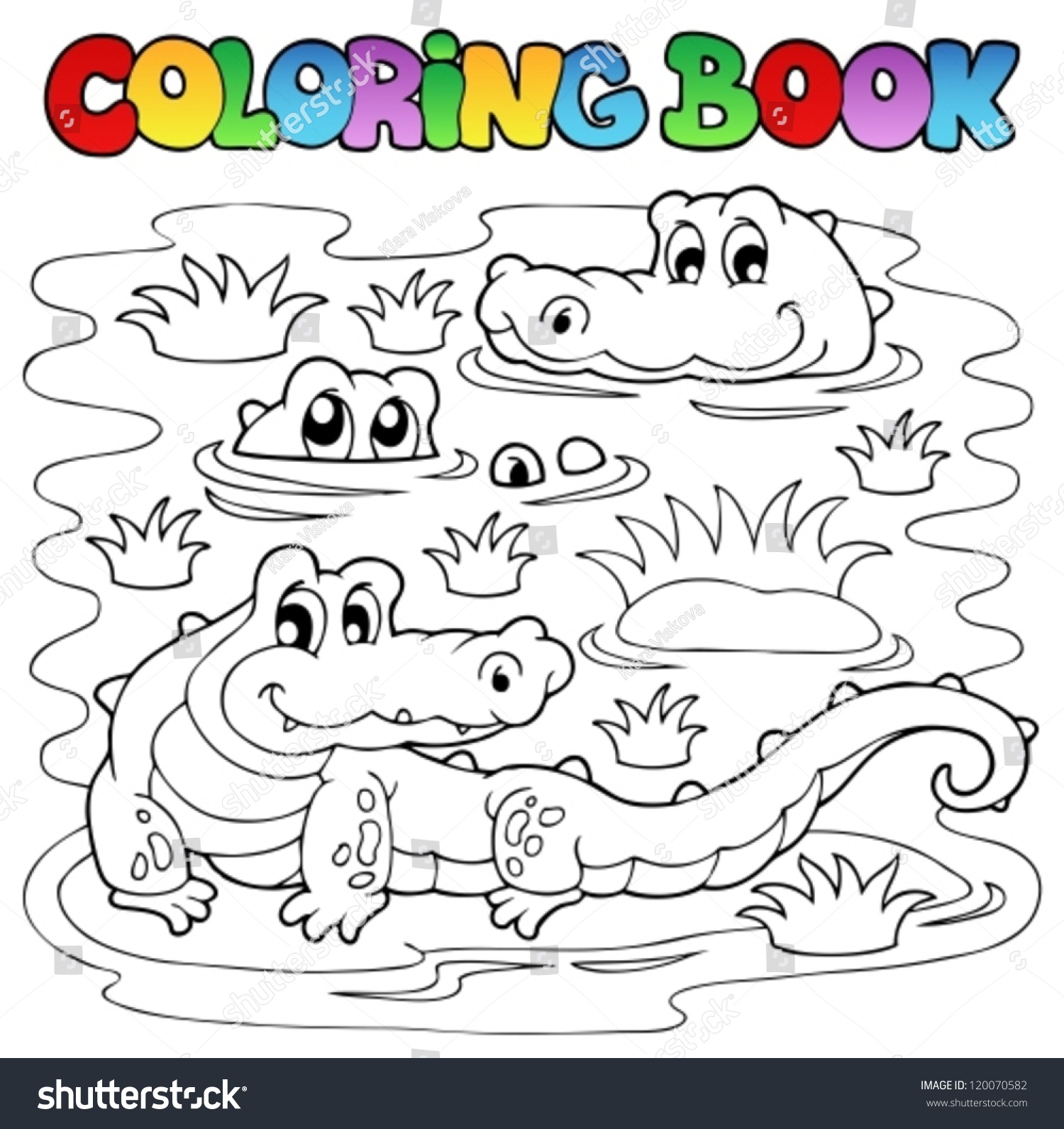Coloring Book Crocodile Image 1 - Vector Illustration. - 120070582 ...